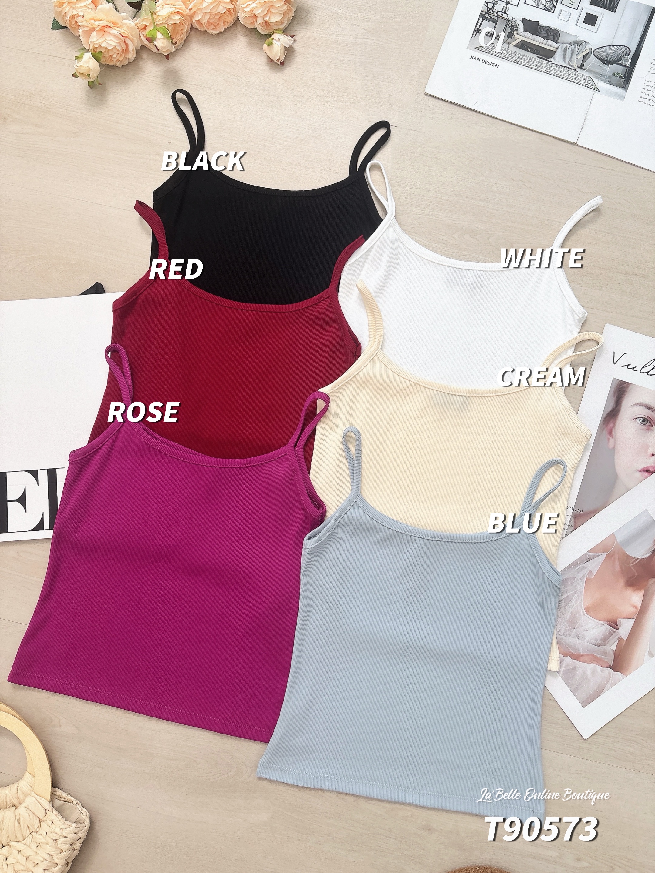 基本款纯色吊带上衣 (T90573)