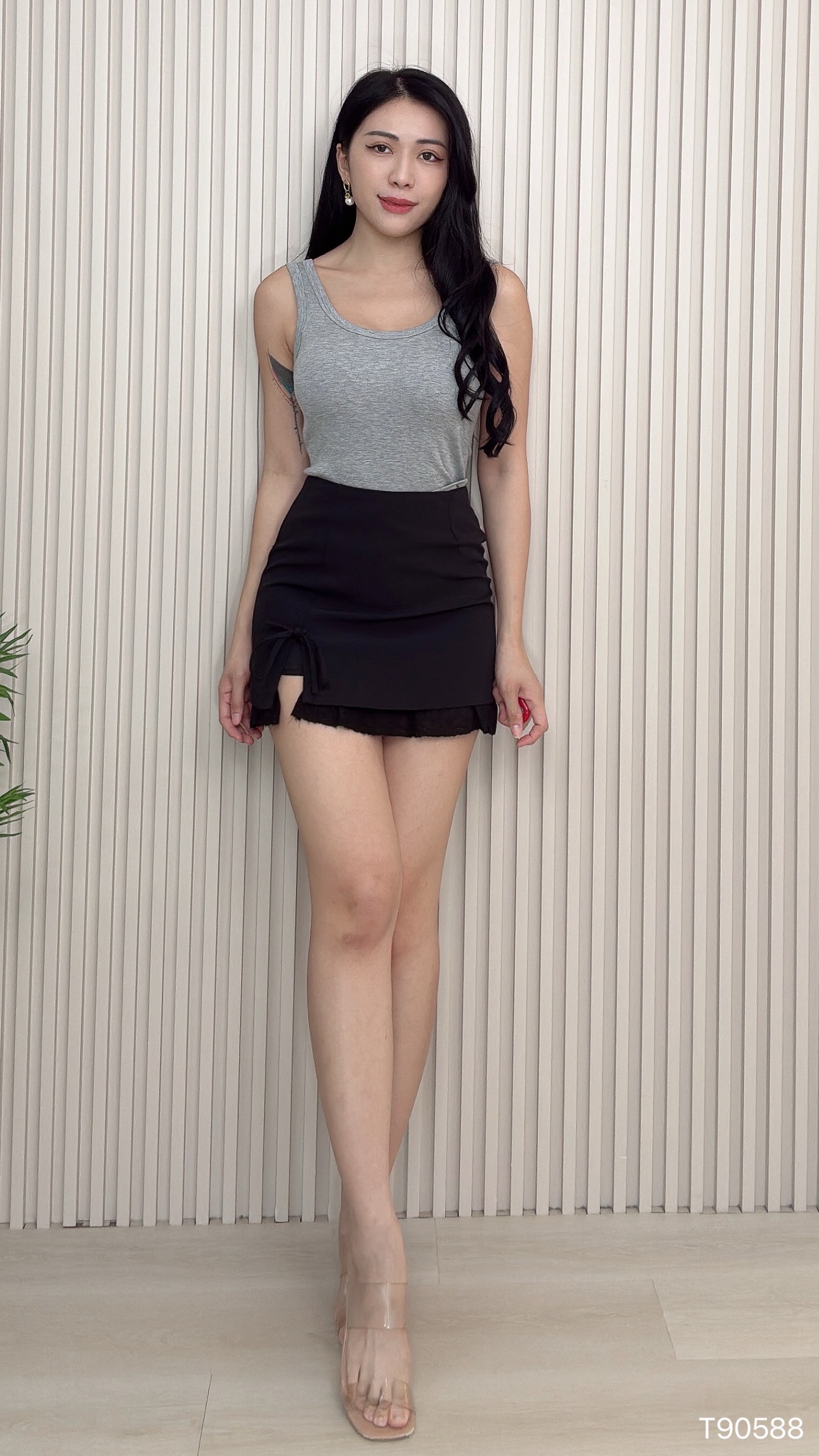 百搭纯色宽带上衣/内搭 (T90588)