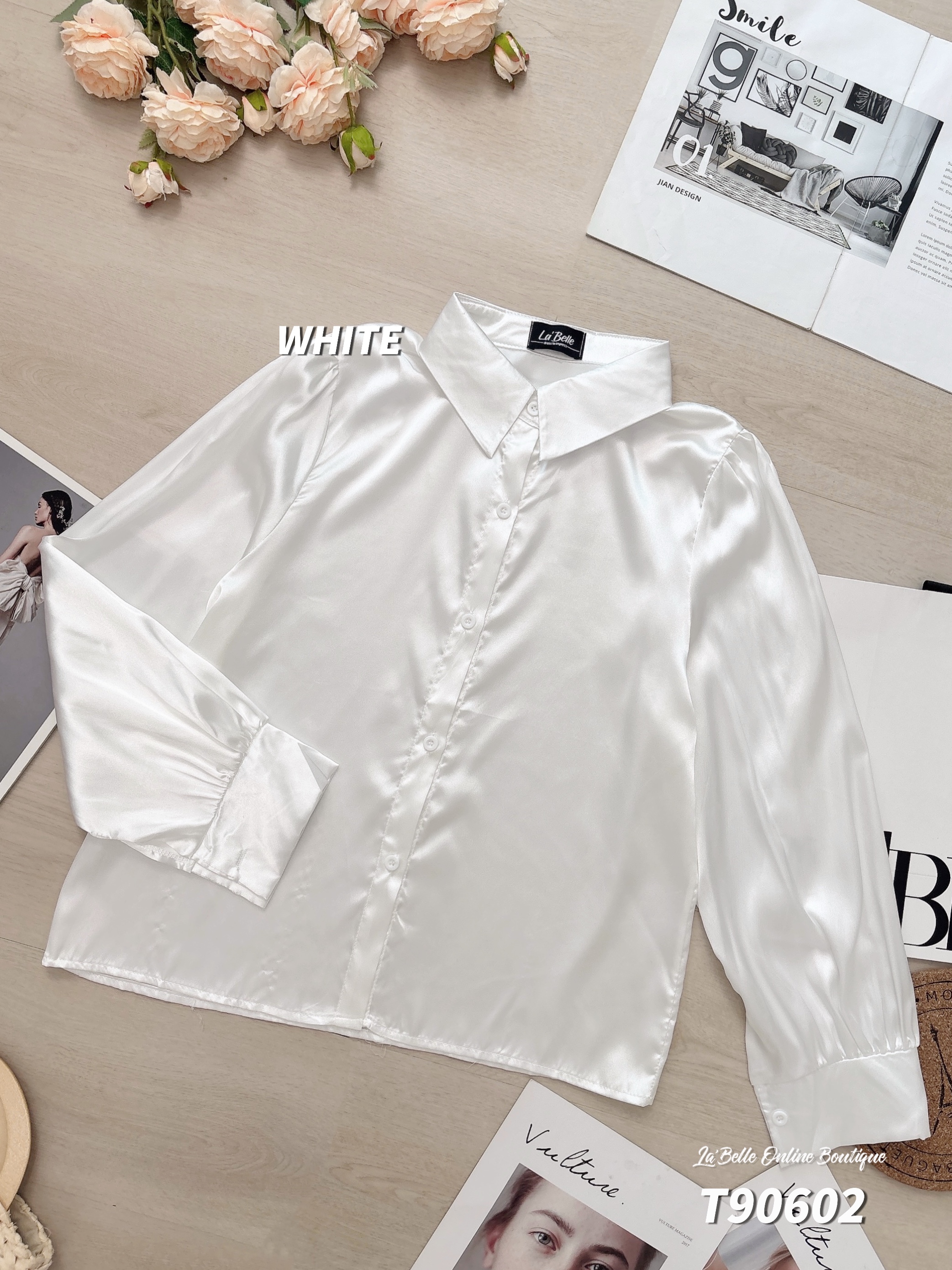 时尚OL风翻领长袖衬衫 (T90602)