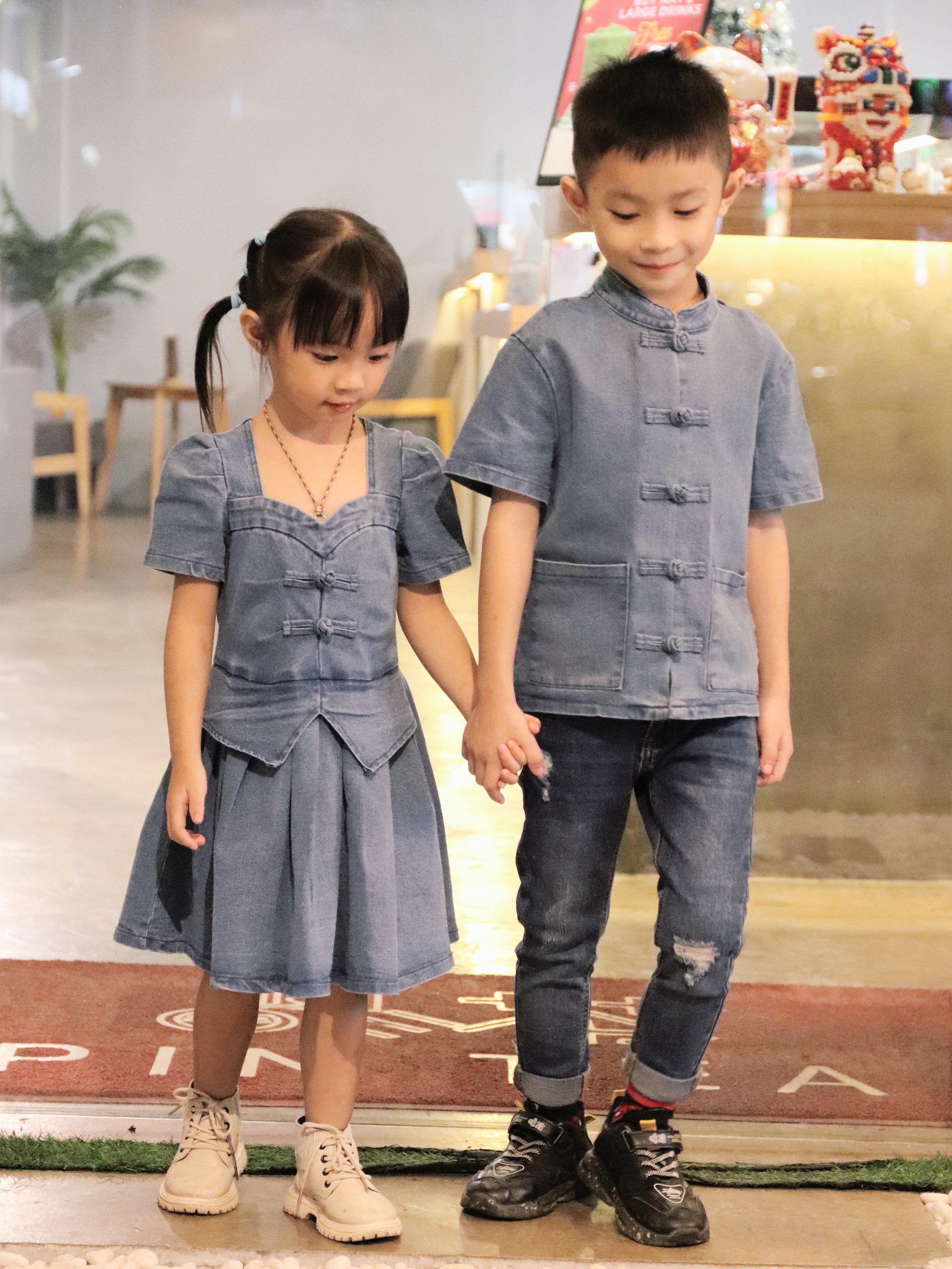 【LBP亲子系列】可爱假两件式改良版旗袍连身裤裙【女儿版】（F70121）