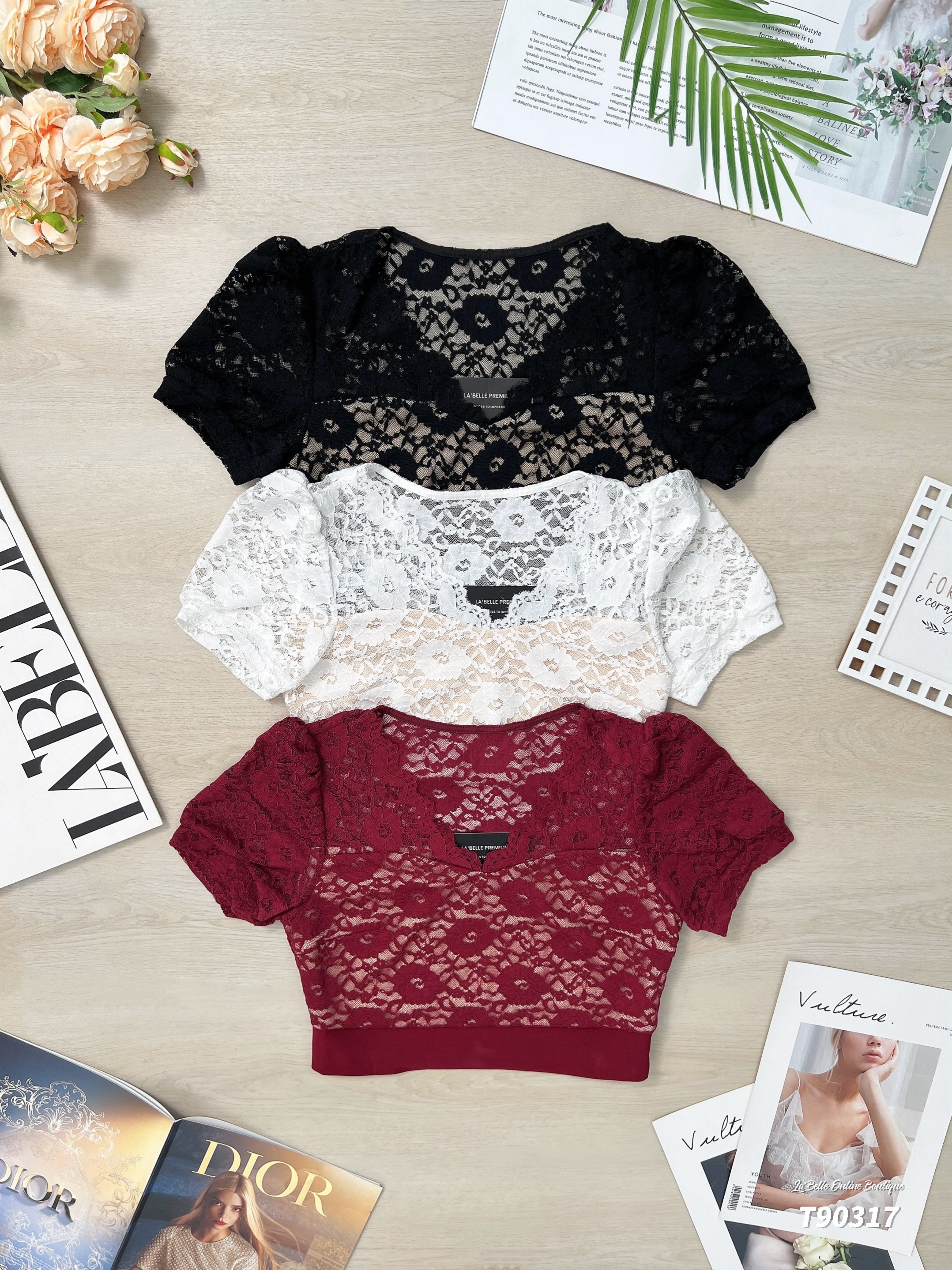 【LBP独家】气质显瘦V领泡泡袖上衣 (T90317) - 特价-La'Belle Fashion Boutique Sdn Bhd