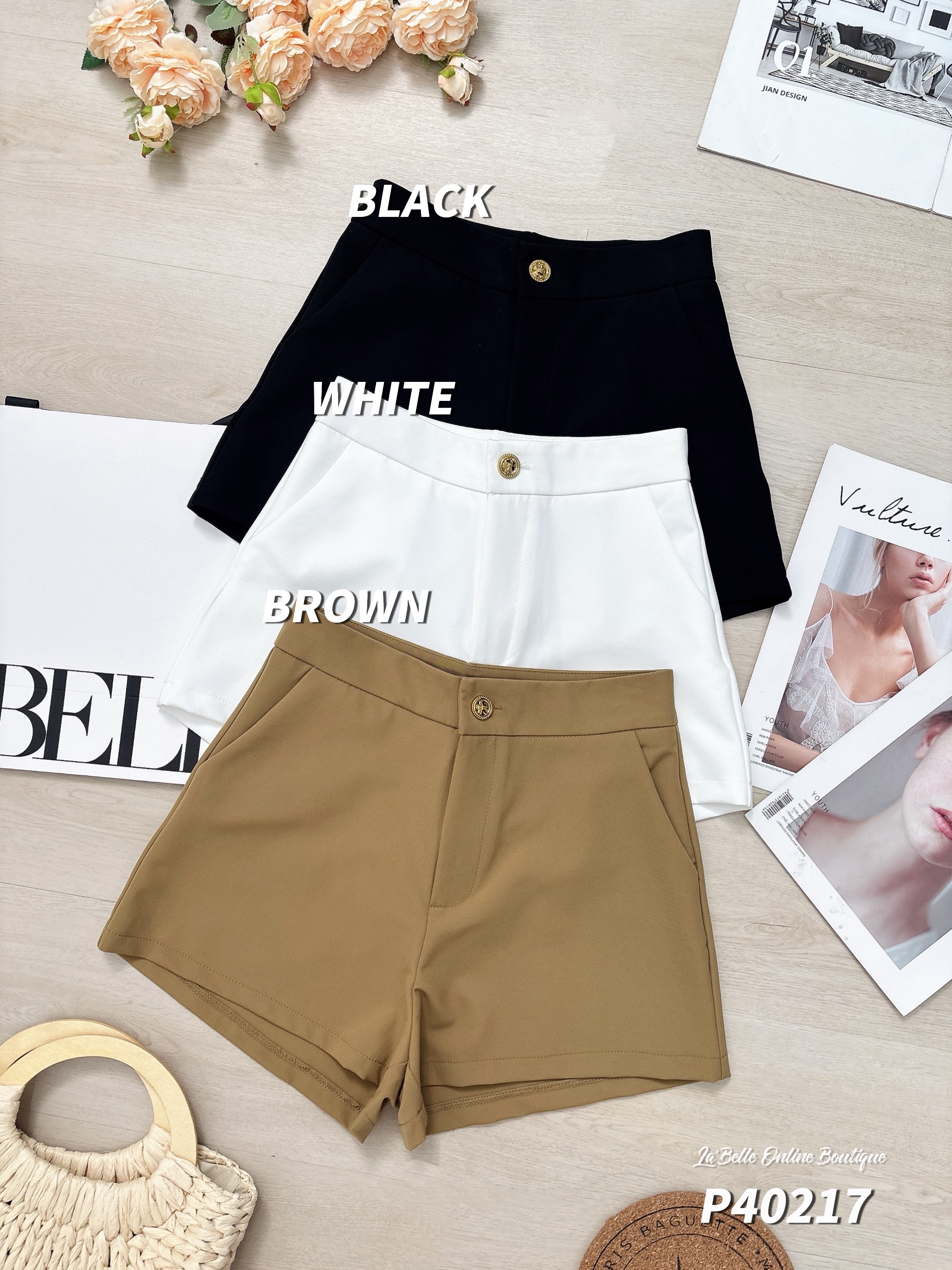 【LBP独家】精致百搭A字阔腿高腰短裤 (P40217)
