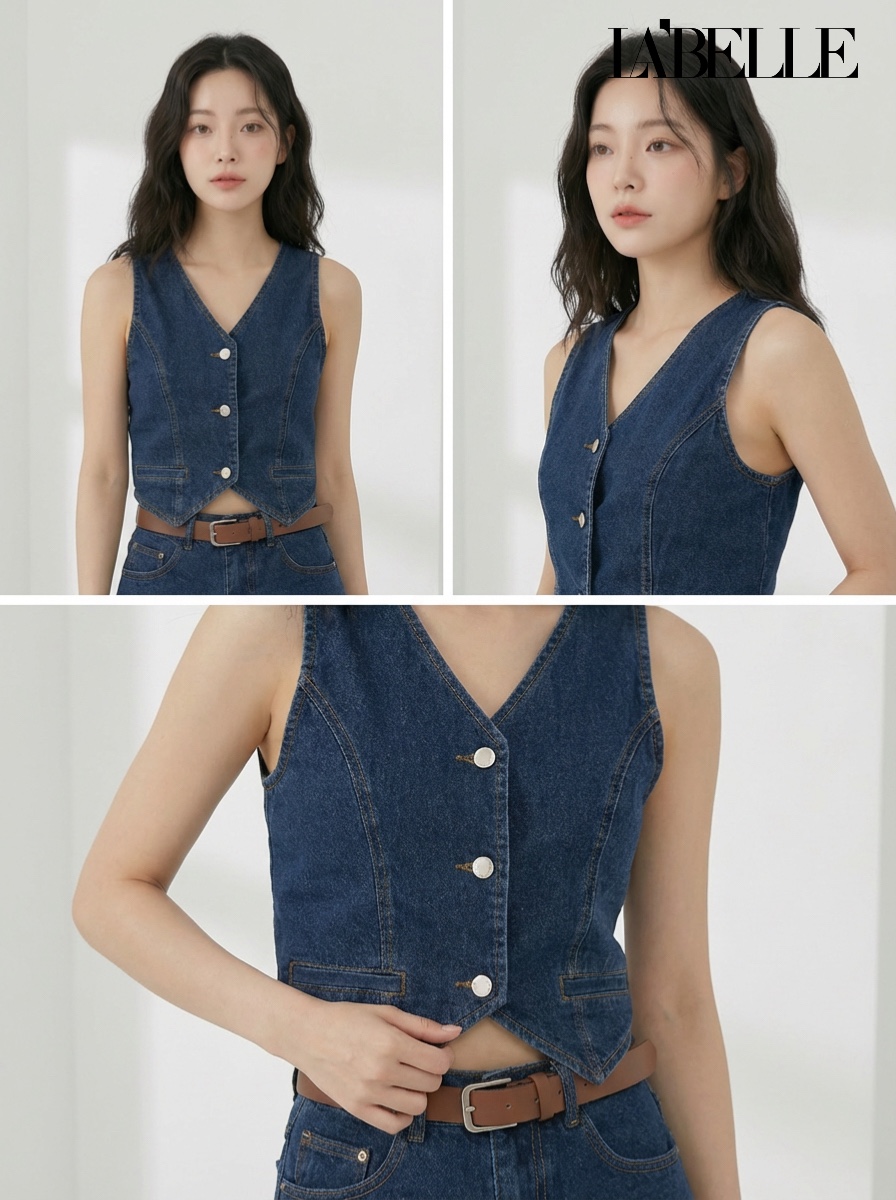 时尚复古牛仔两件套 (ST21602)