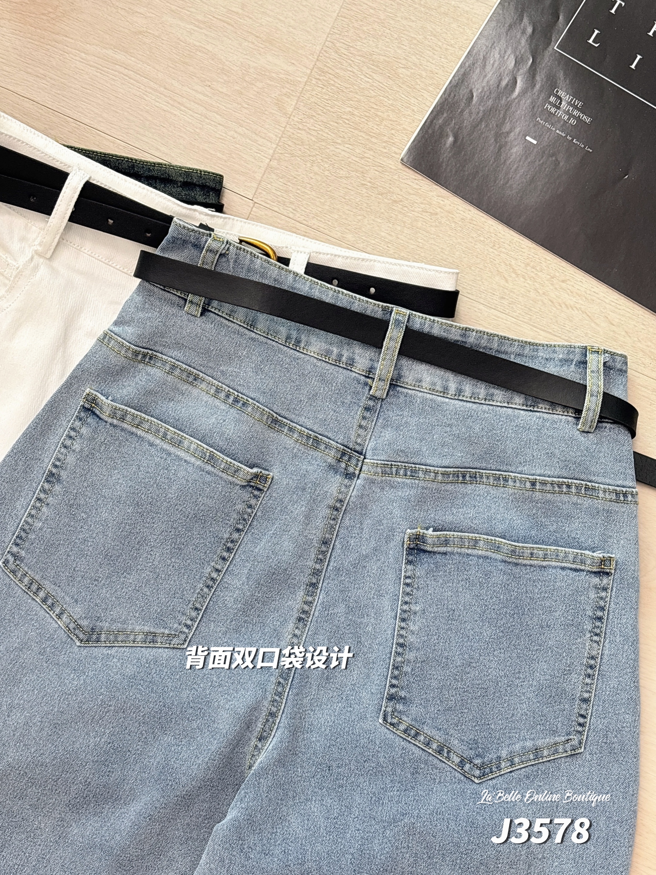 【LBP独家】百搭直筒阔腿高腰长裤 (J3578)