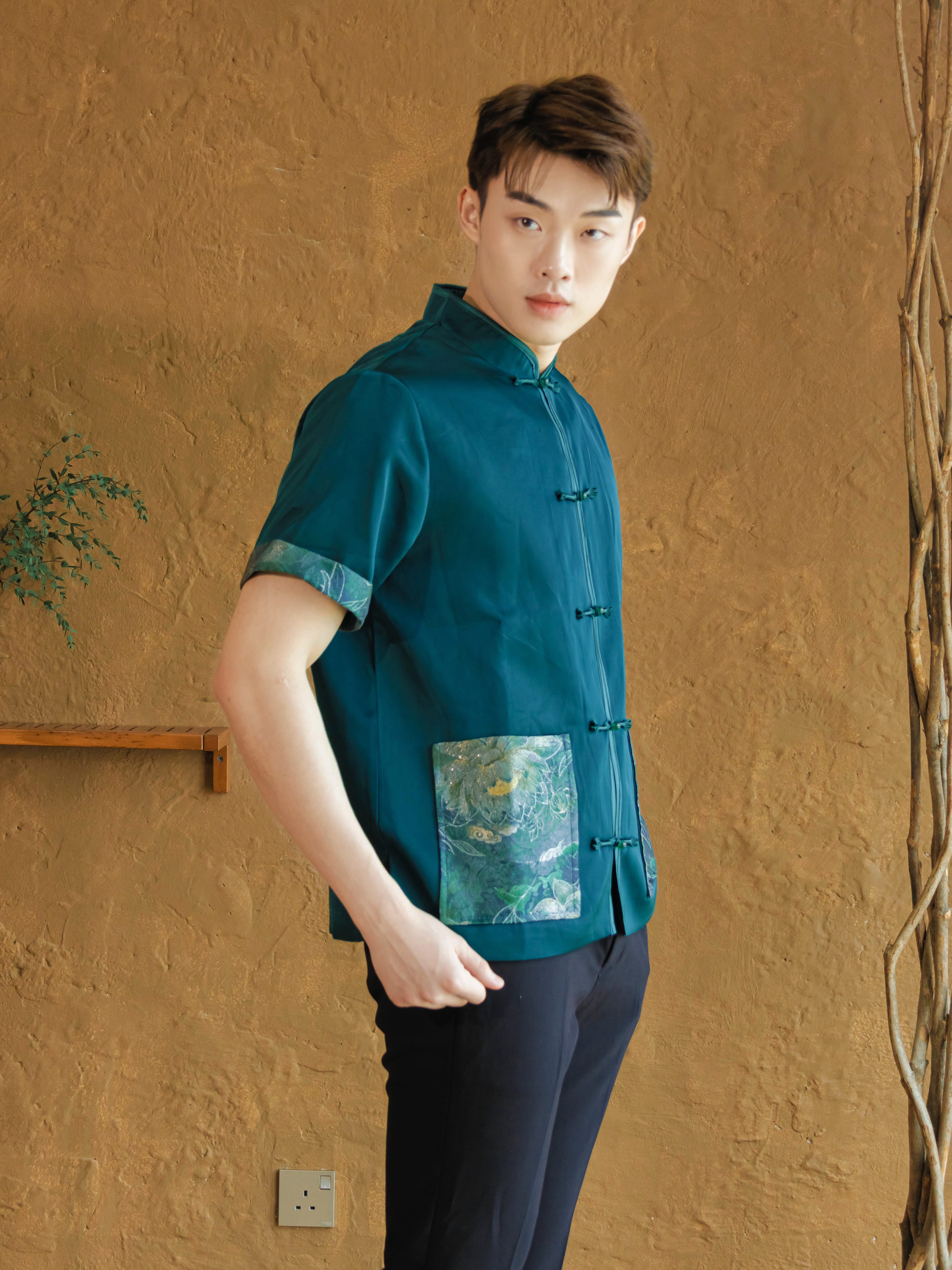 【烟岚浅梦】男唐装 -LBP 独家新年系列 国风侧边小开叉设计唐装上衣 (T90625)