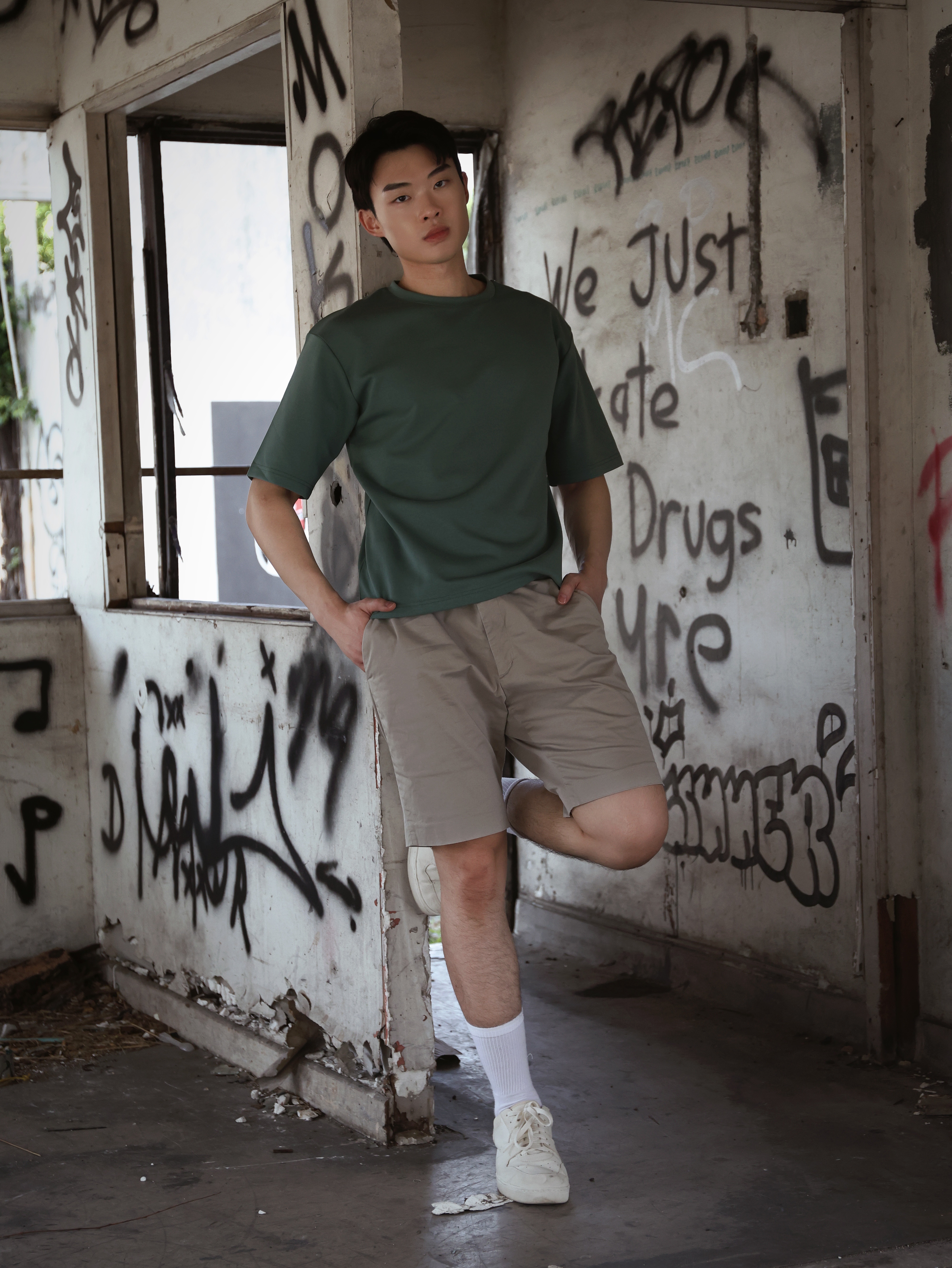 【STICKMEN】舒适圆领宽松OverSize上衣（SM100101 GREEN）