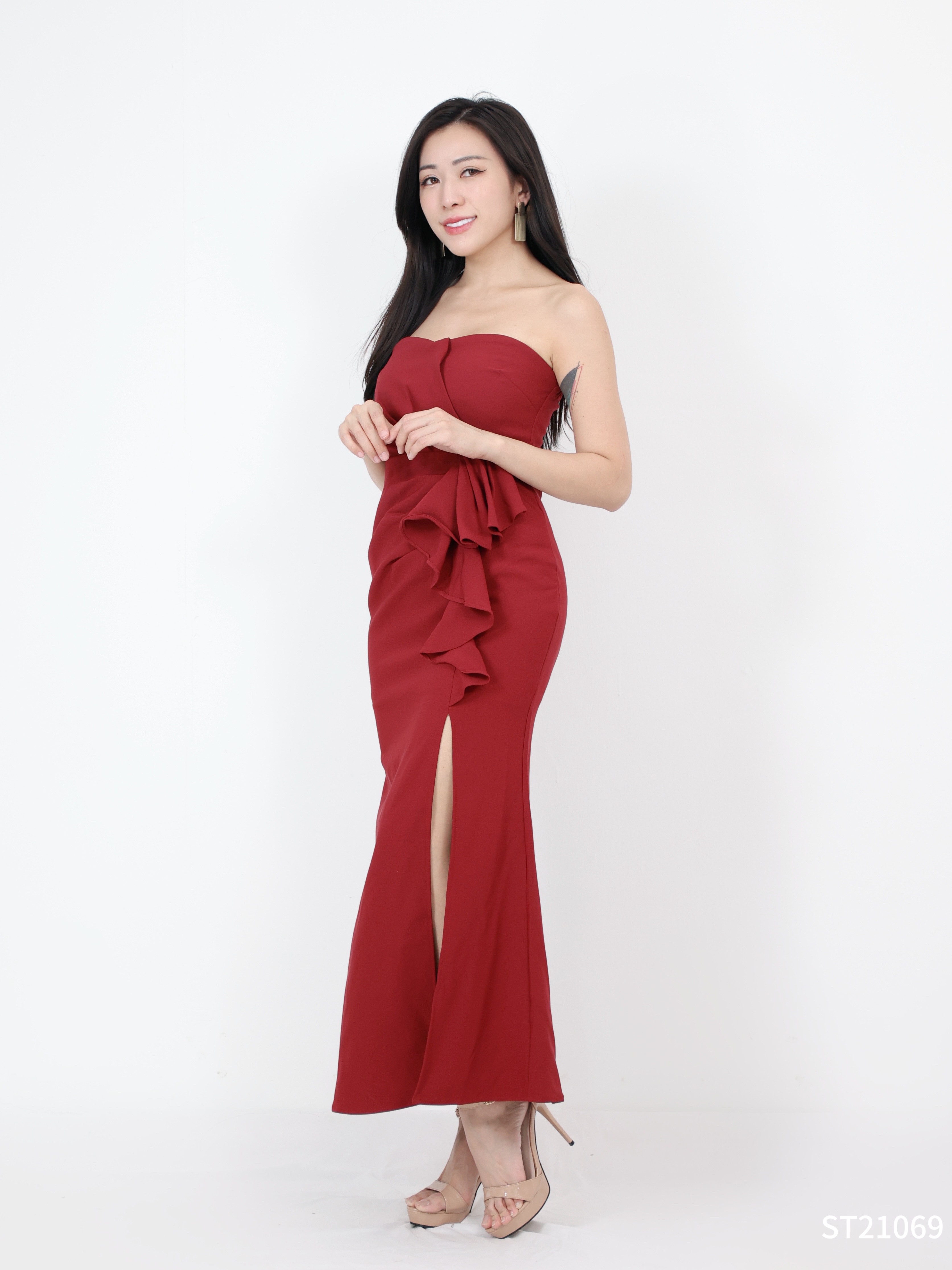 抹胸鱼尾开叉设计连身裙 (ST21069) - 特价-La'Belle Fashion Boutique Sdn Bhd