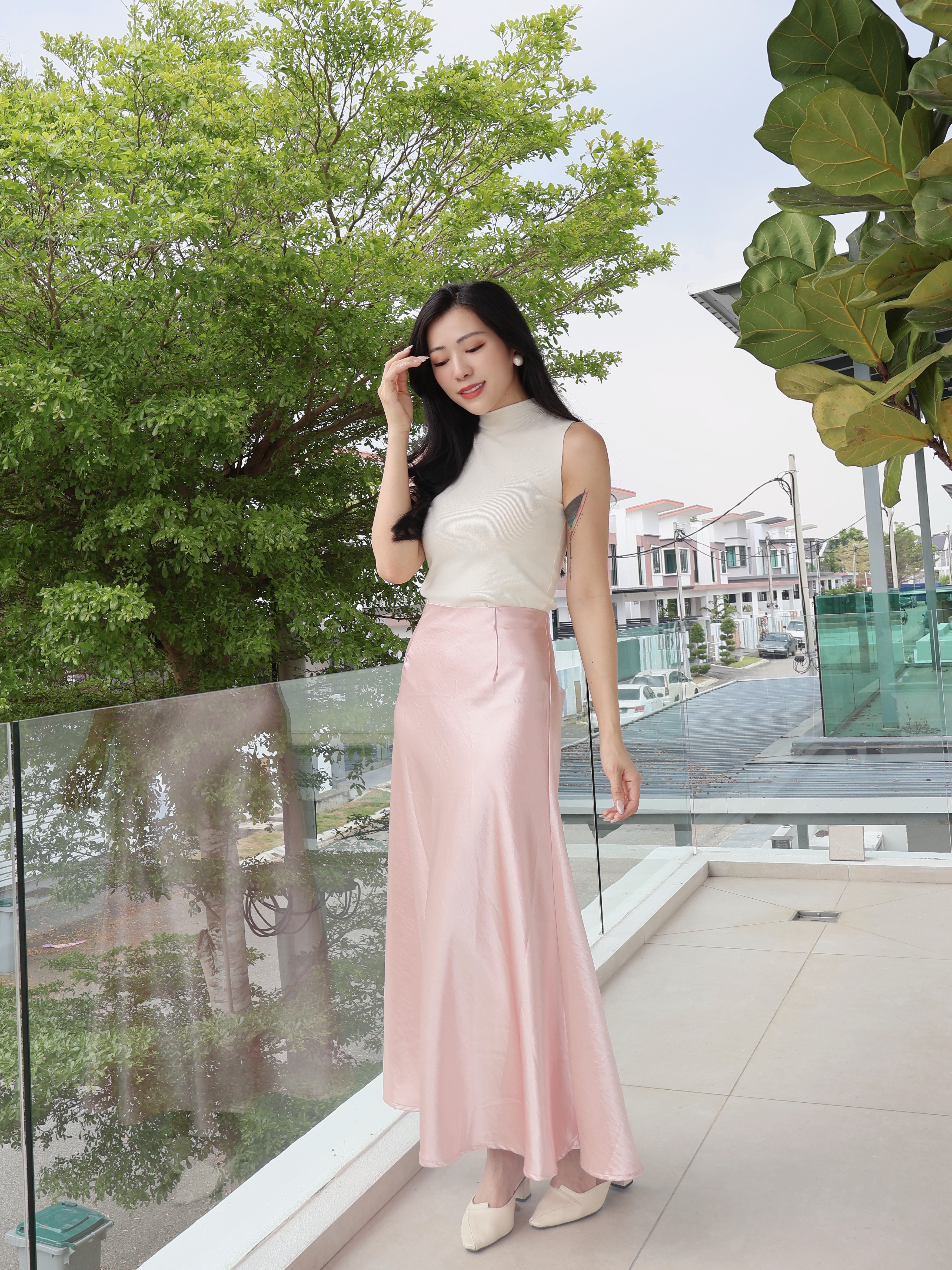 【花曼缎梦】【下身裙】【LBP独家新年系列】 气质显瘦A字高腰半身裙 (ST21597)