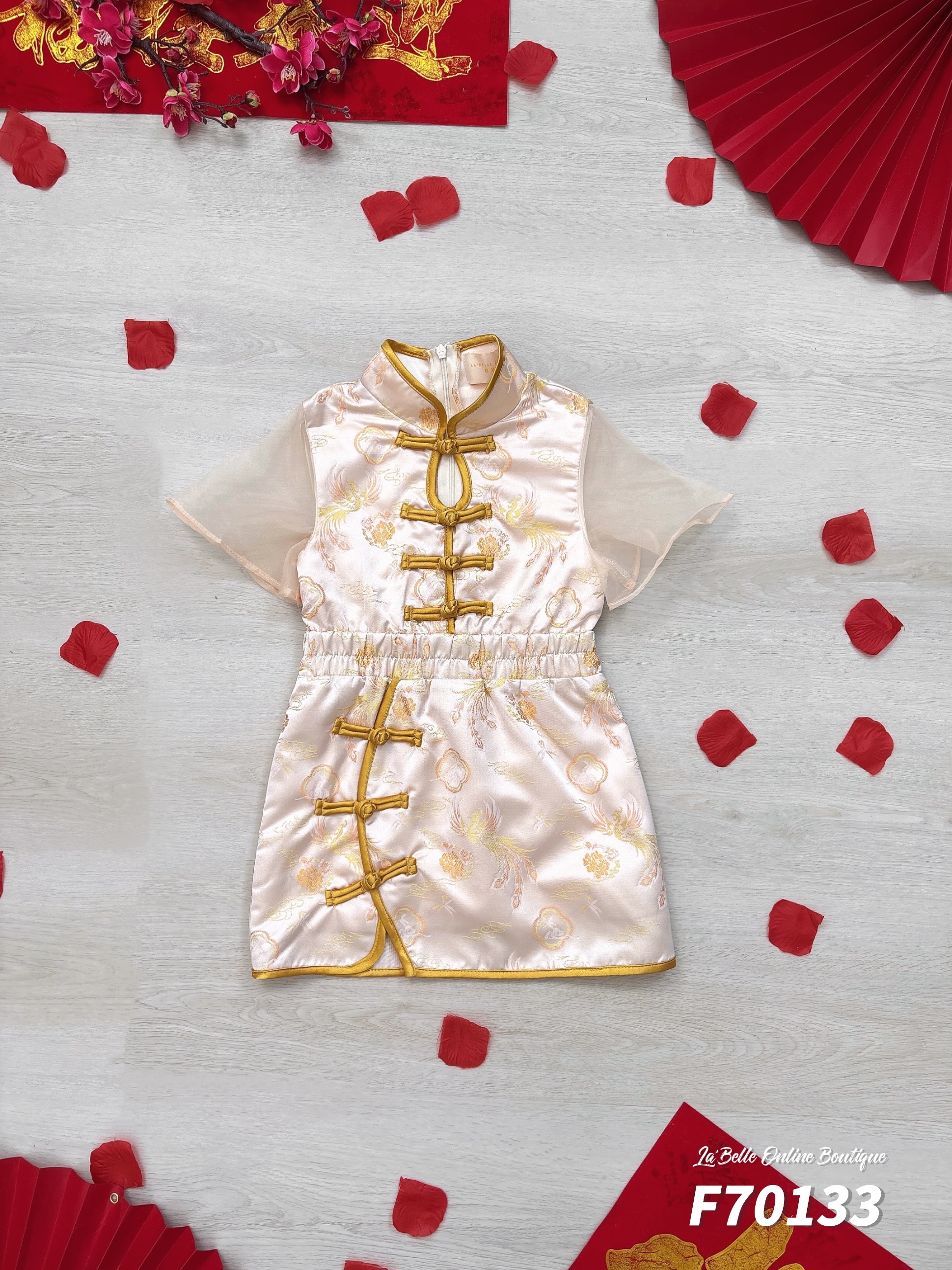 【LBP亲子系列-凤舞云霞】新中式可爱凤凰图旗袍连身裙【女童款】(F70133)-La'Belle Fashion Boutique Sdn Bhd