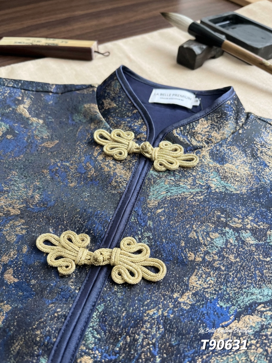 【璀夜星尘】【男唐装】【LBP独家新年系列】改良版撞色盘扣设计唐装上衣 (T90631)