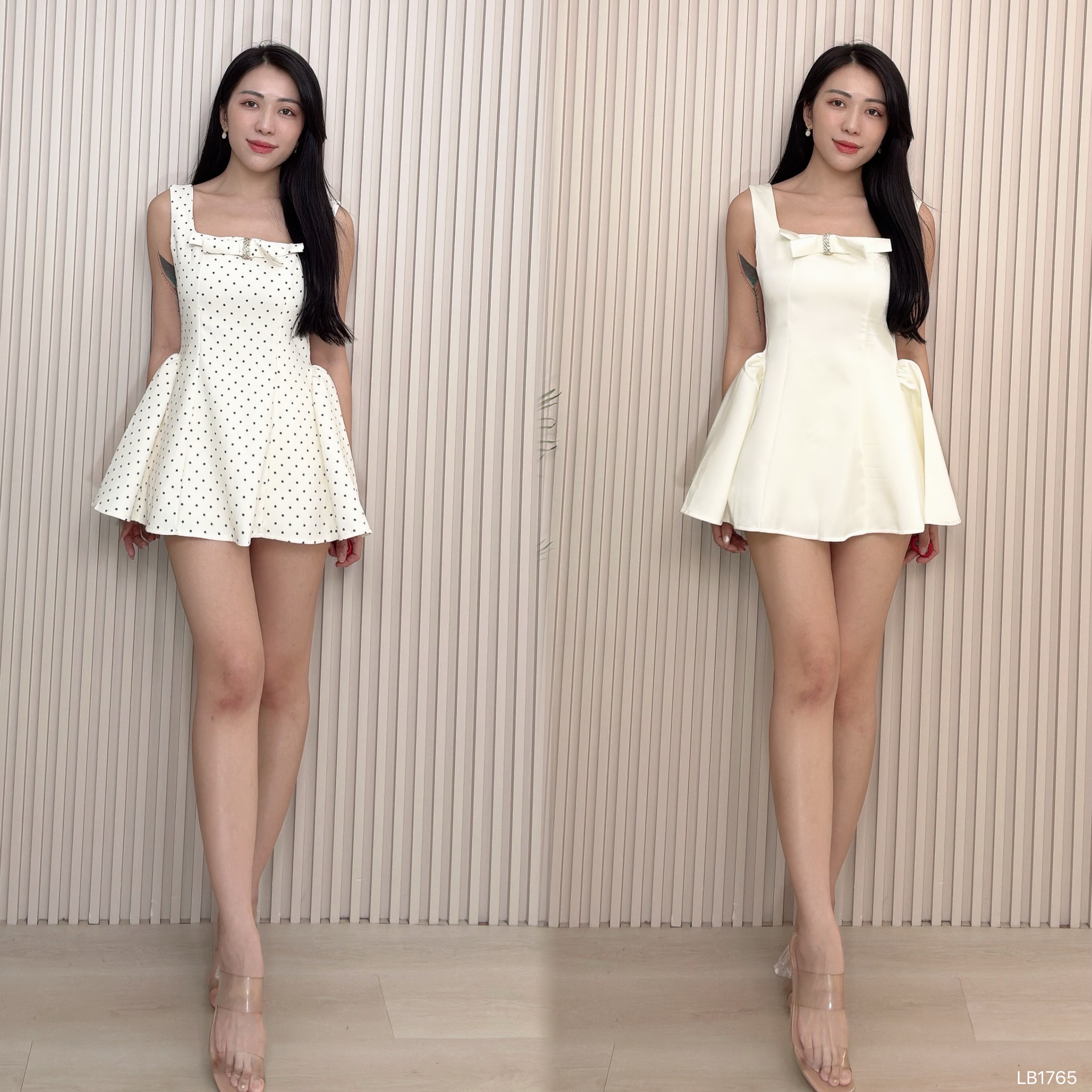 甜美蝴蝶结方领连身裙 (LB1765)