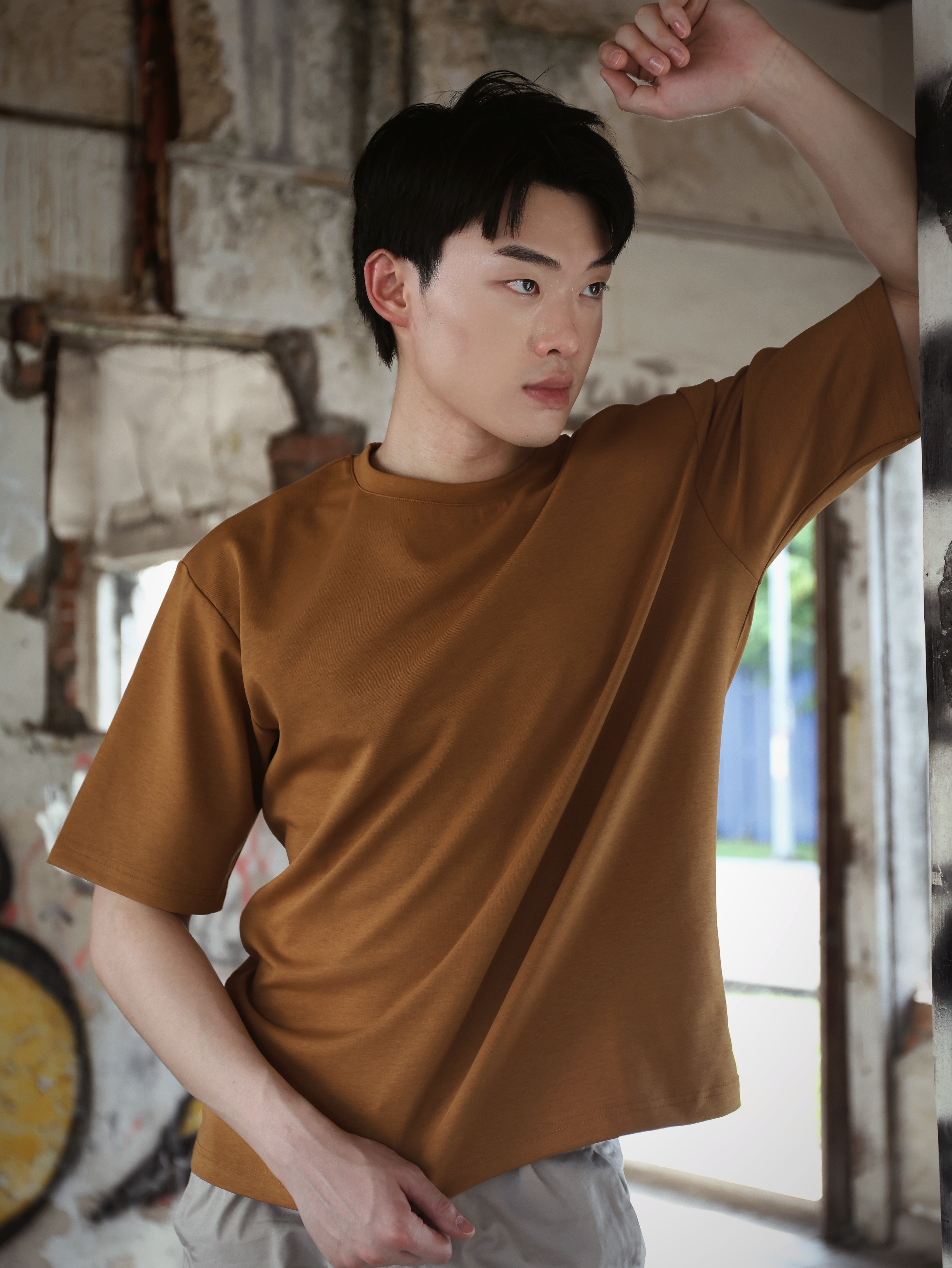 【STICKMEN】舒适圆领宽松OverSize上衣（SM100101 BROWN）