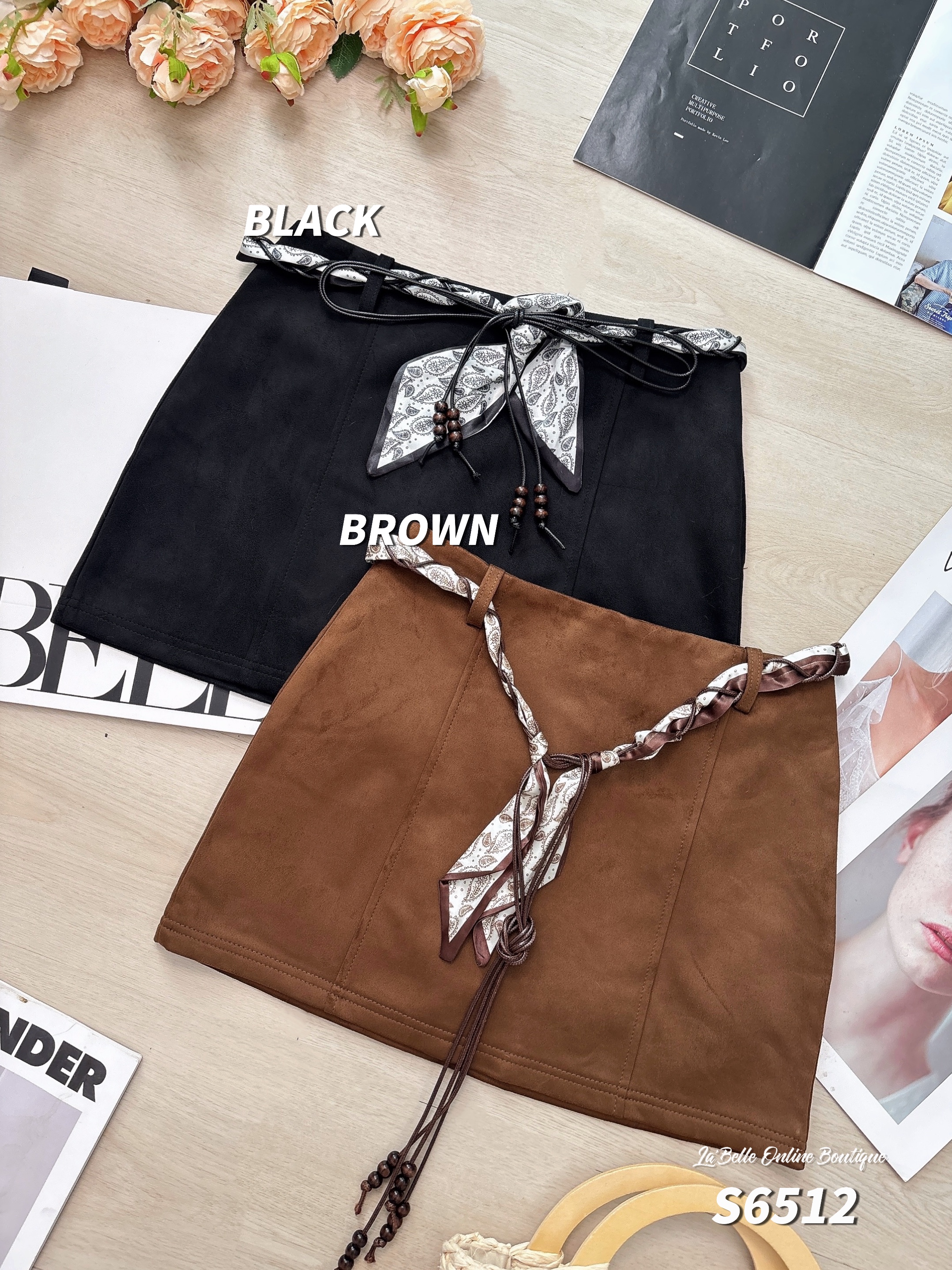 复古风A字包臀设计高腰短裙 (S6512)