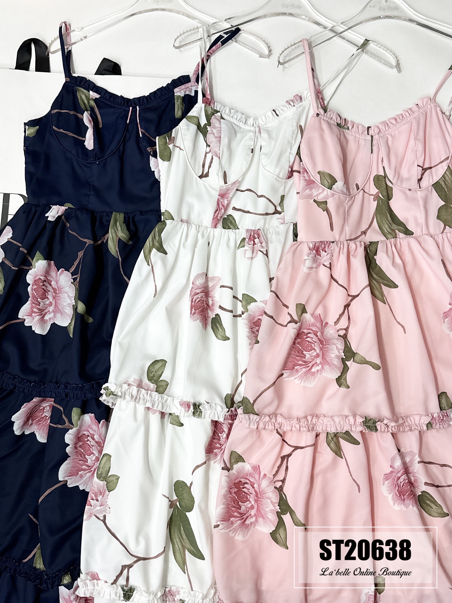 【LBP独家】法式茶歇蛋糕层设计吊带连身裙（ST20638）