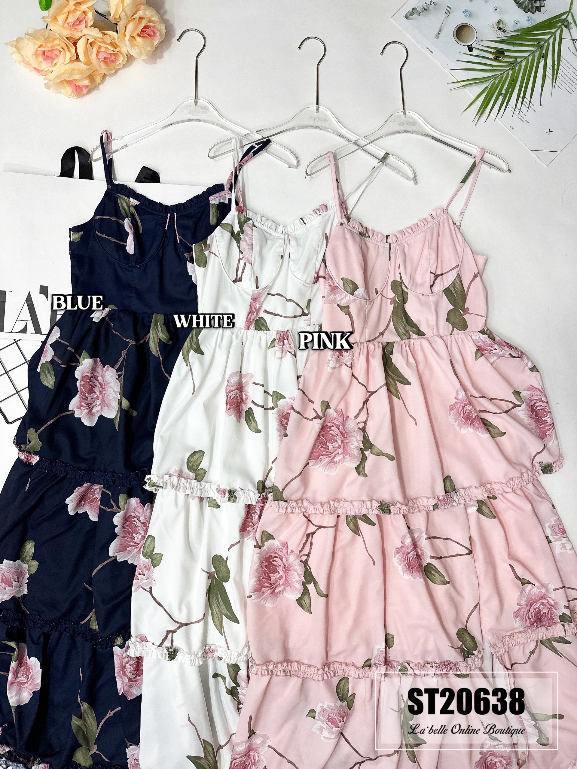 【LBP独家】法式茶歇蛋糕层设计吊带连身裙（ST20638）