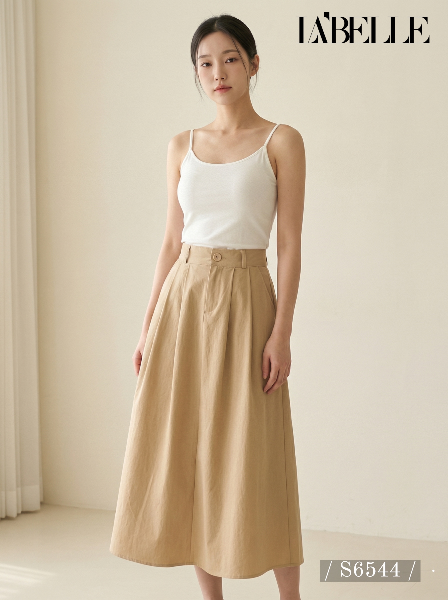 气质A字压褶设计高腰半身裙 (S6544)