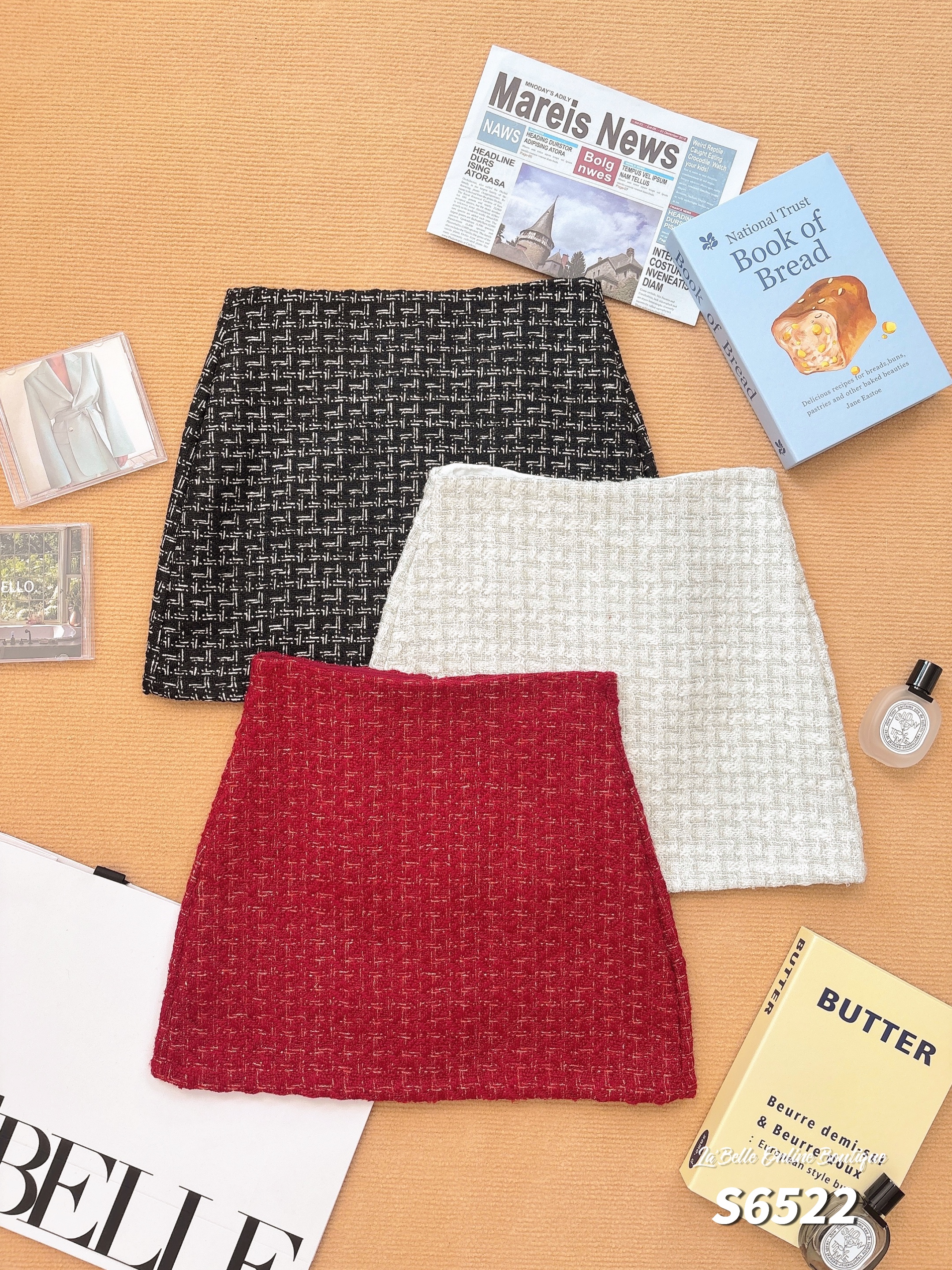 气质小香风A字高腰短裙 (S6522)