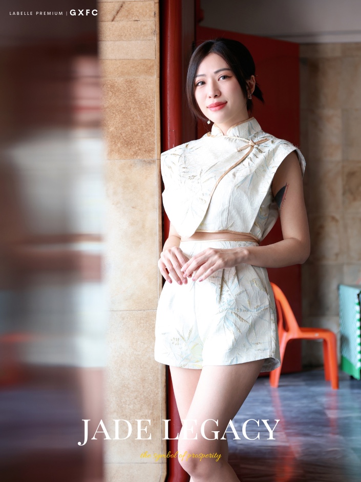 【LBP GXFC 独家新年系列 - 金枝玉叶】改良版唐装竹叶立体提花旗袍两件套 (ST21091)-La'Belle Fashion Boutique Sdn Bhd