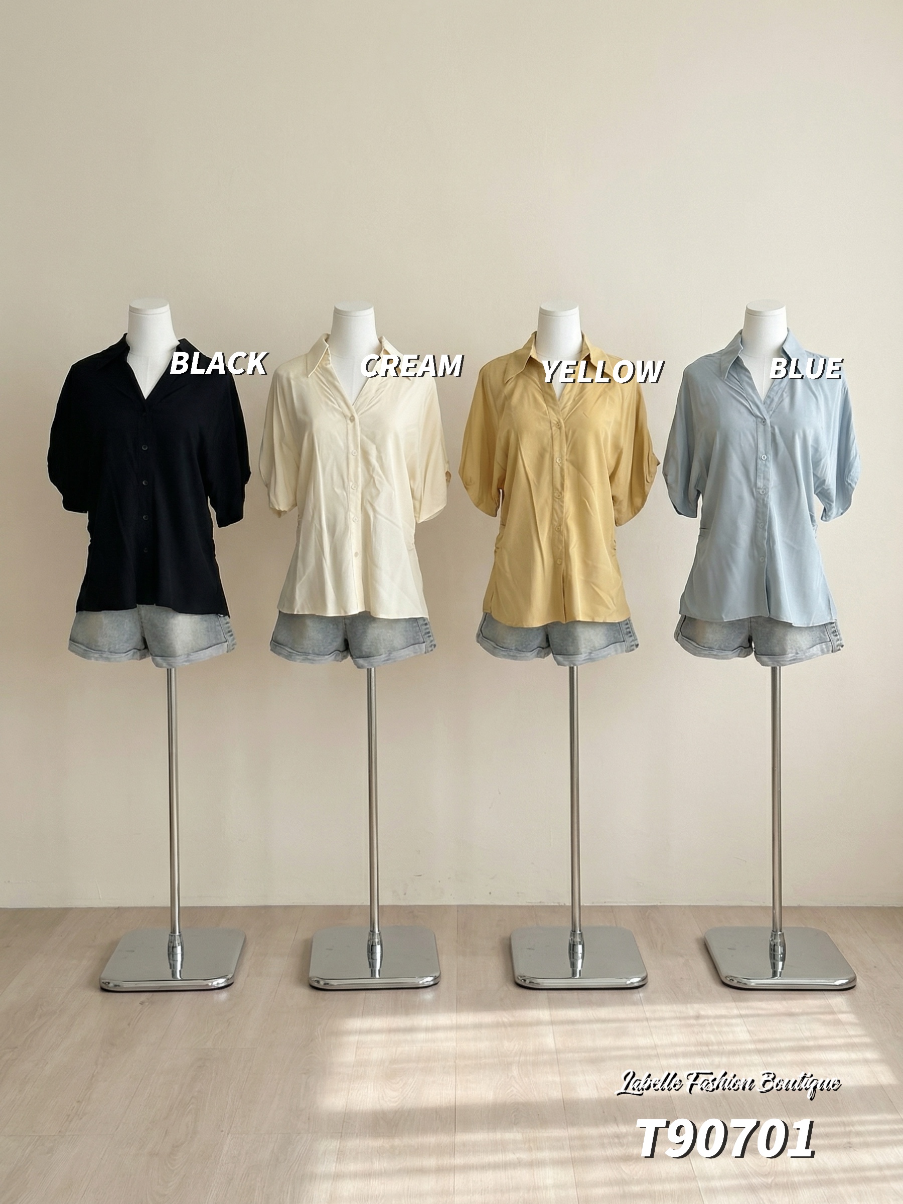 气质OL风翻领设计宽松上衣 (T90701)