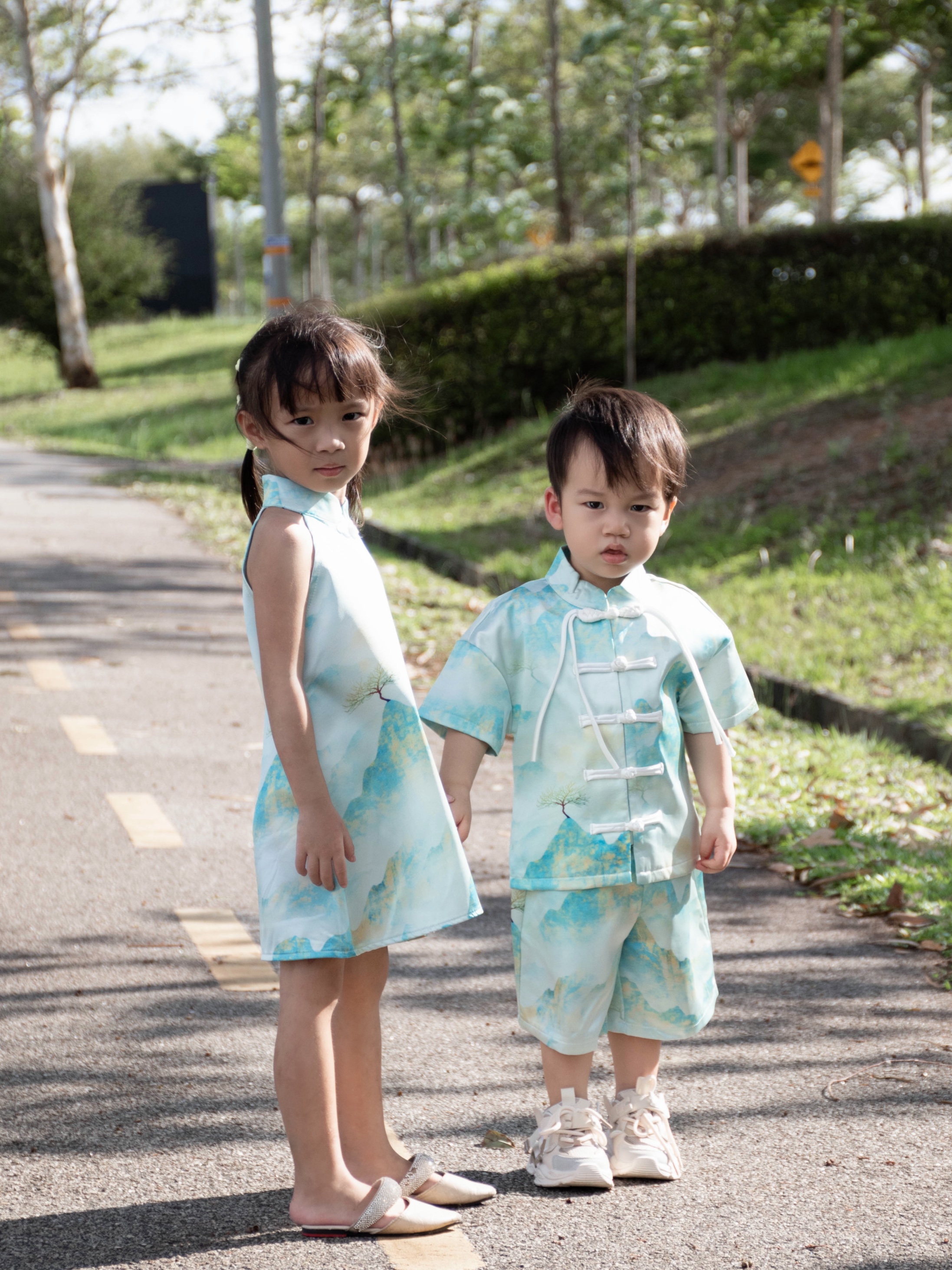 【LBP亲子系列】远山黛国风盘扣设计唐装两件套（F70108-儿子款）