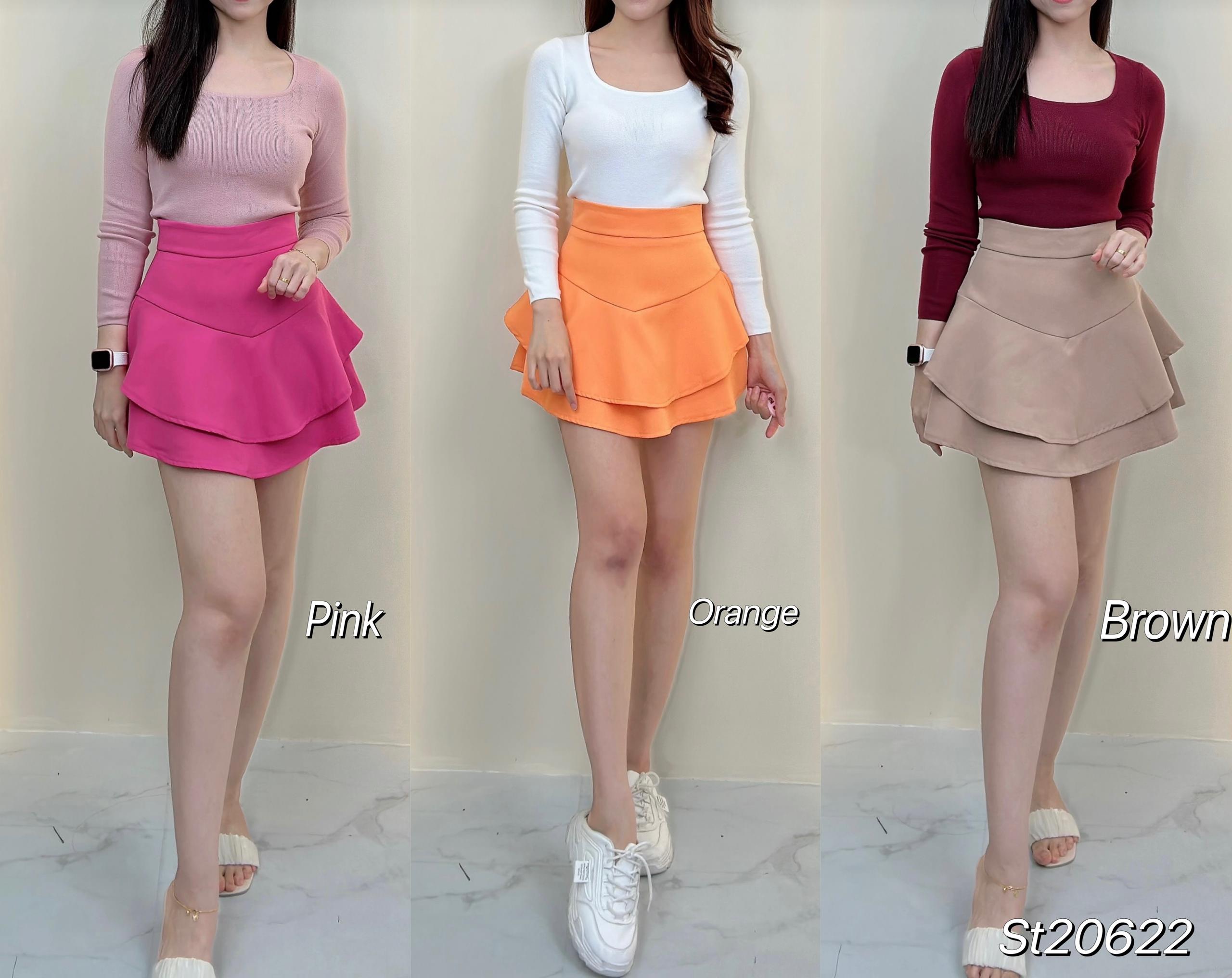 LBP独家甜美多色系高腰双层蛋糕裤裙（ST20622）