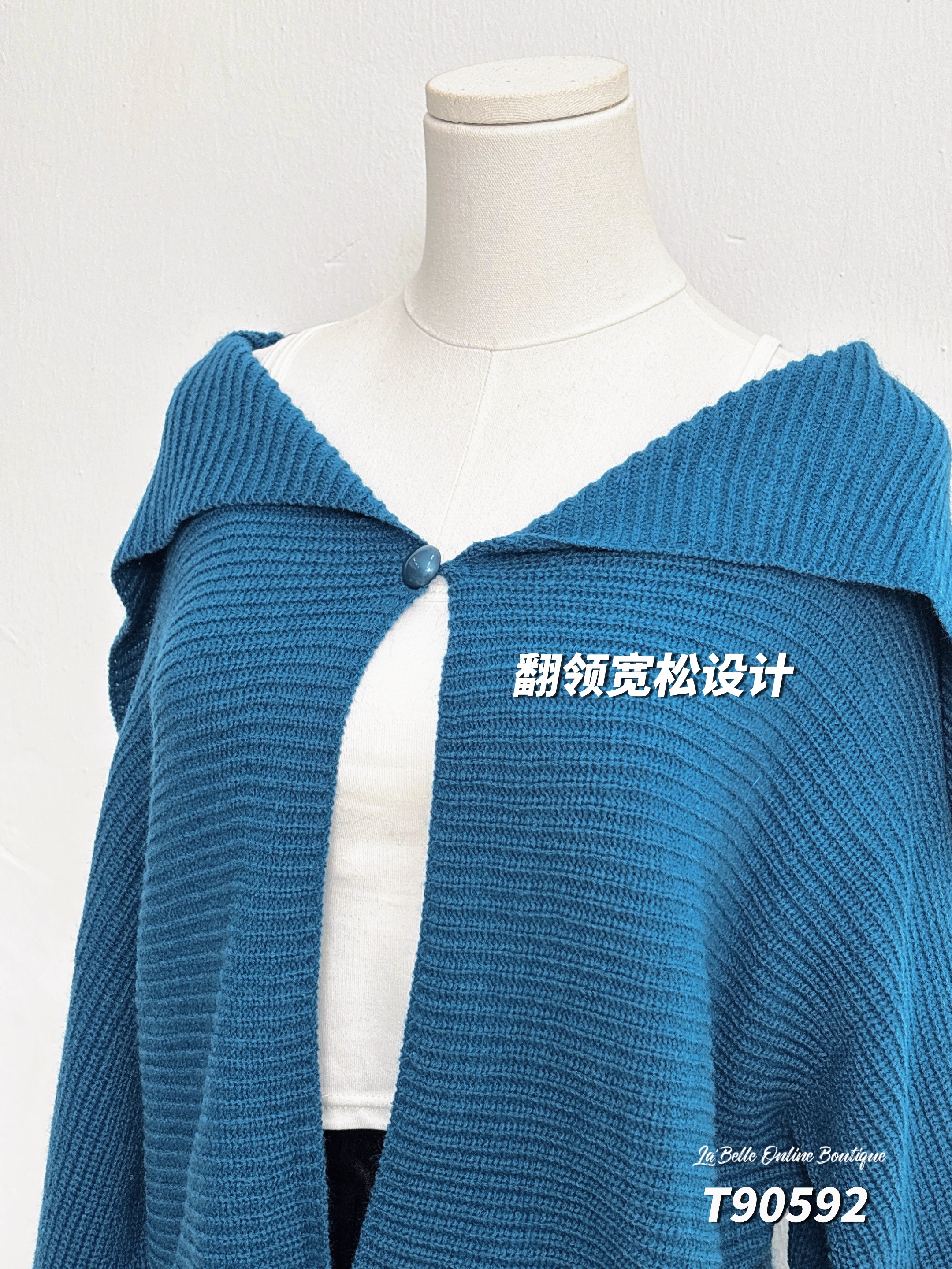 设计感翻领宽松长袖上衣/外套 (T90592)