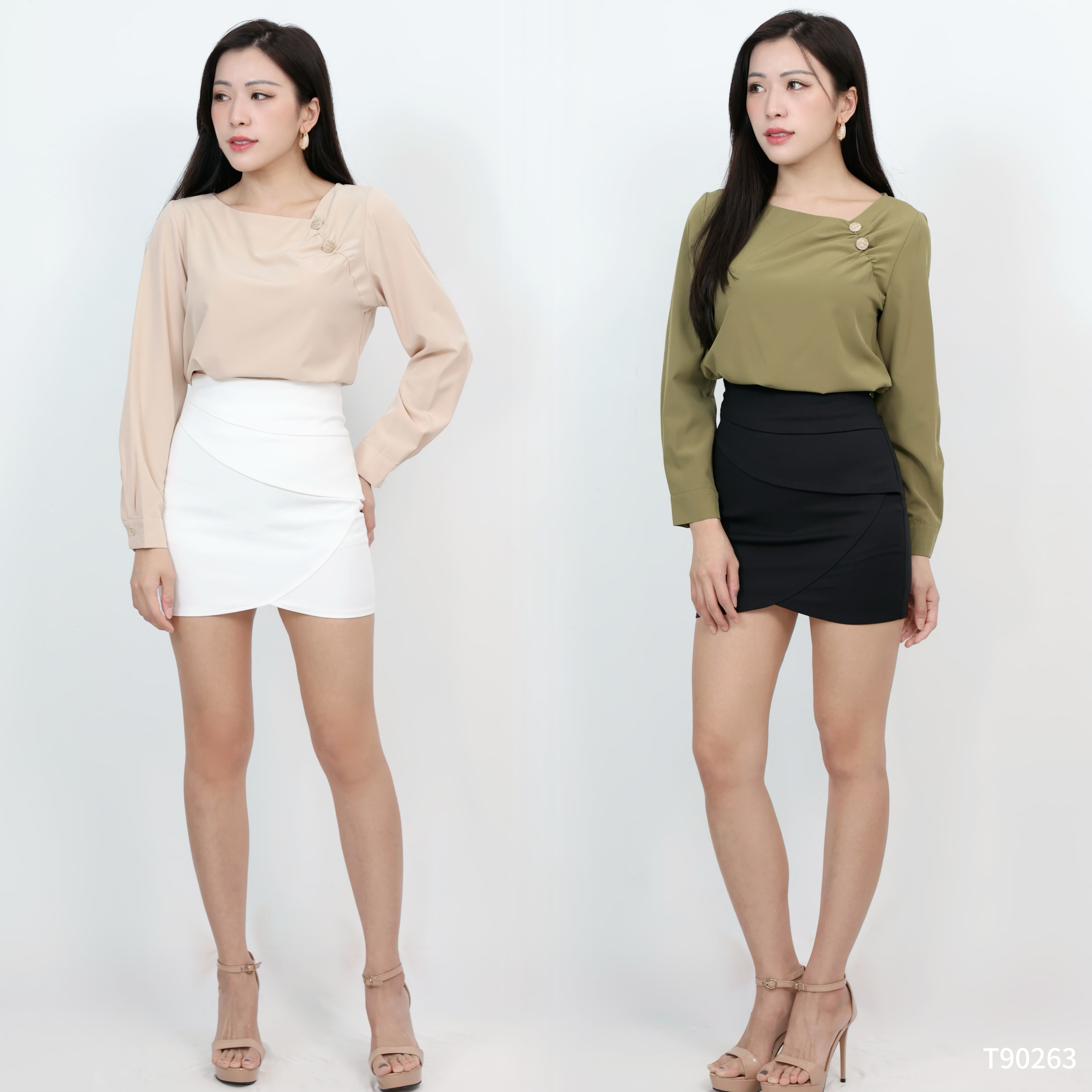 【LBP独家】气质通勤设计感长袖上衣 (T90263)-La'Belle Fashion Boutique Sdn Bhd