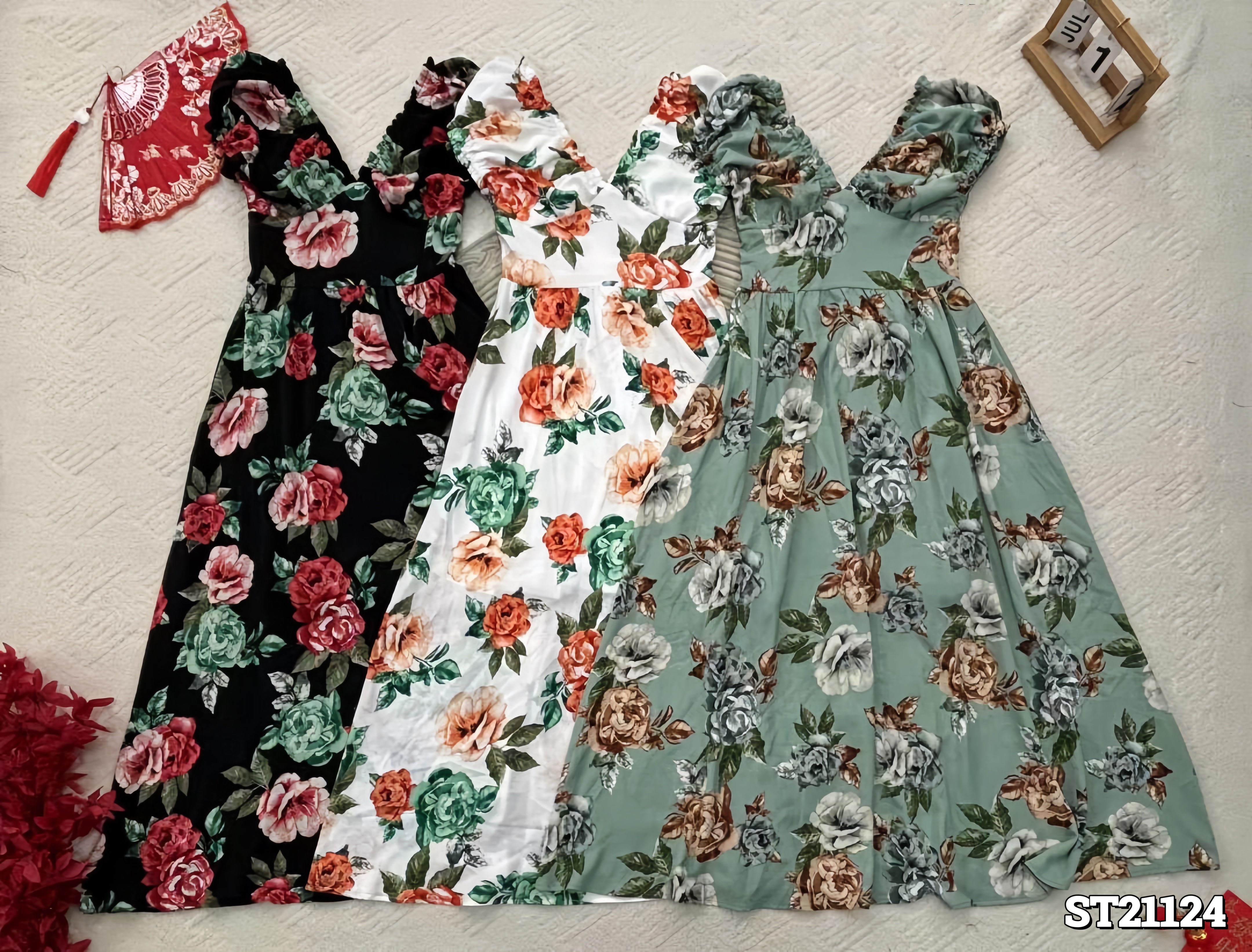 度假风两穿设计大裙摆印花连身裙 (ST21124) - 特价-La'Belle Fashion Boutique Sdn Bhd