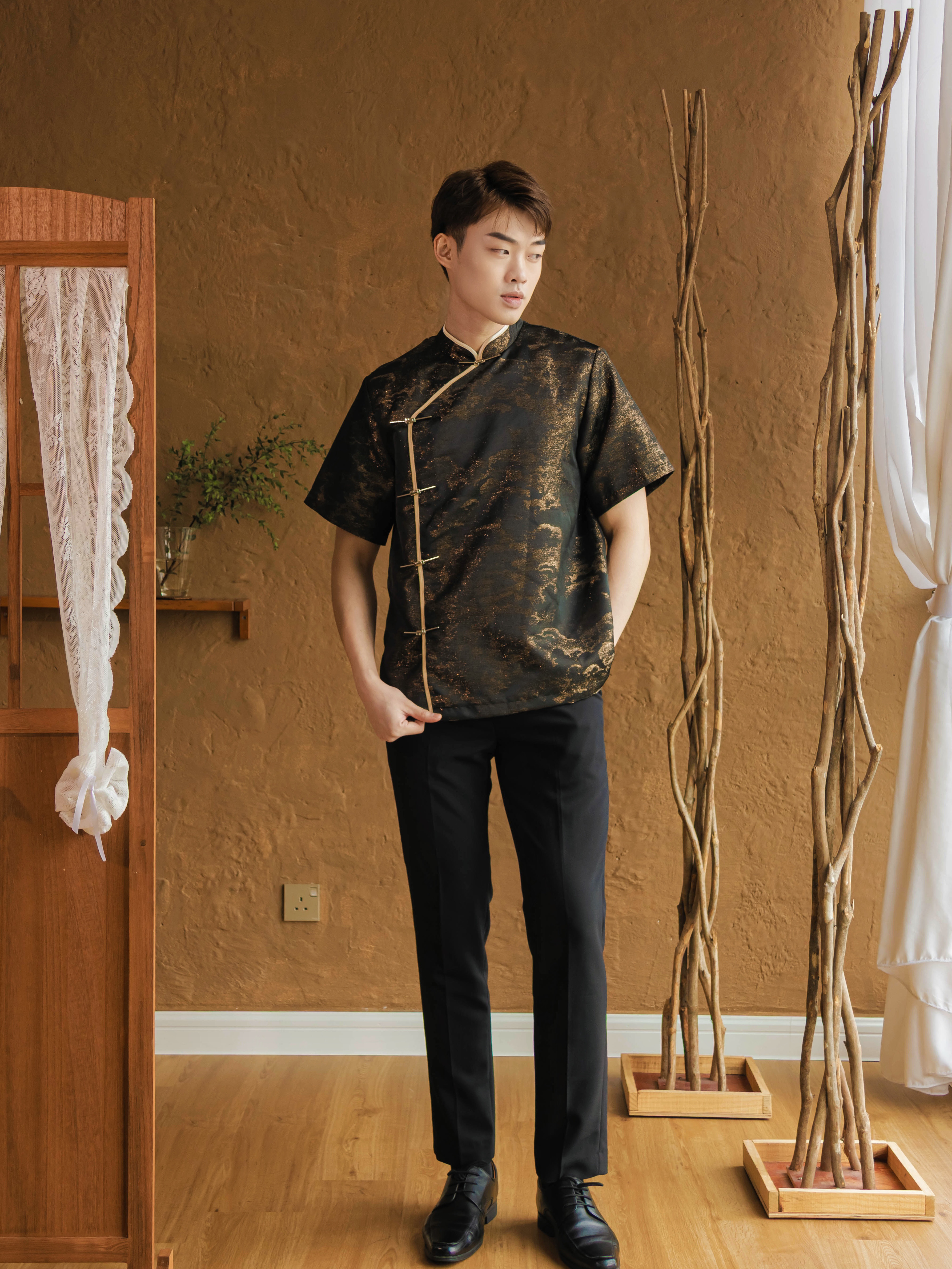 【金墨流芳】LBP 独家新年系列 改良版金属盘扣设计星空唐装上衣 (T90616)