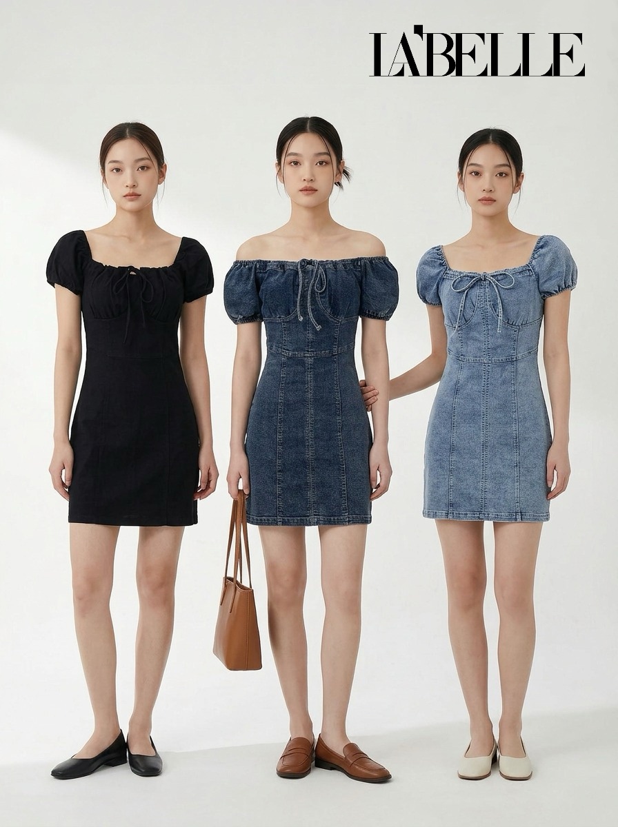 气质女神款系带设计显瘦连身裙 (ST21605)