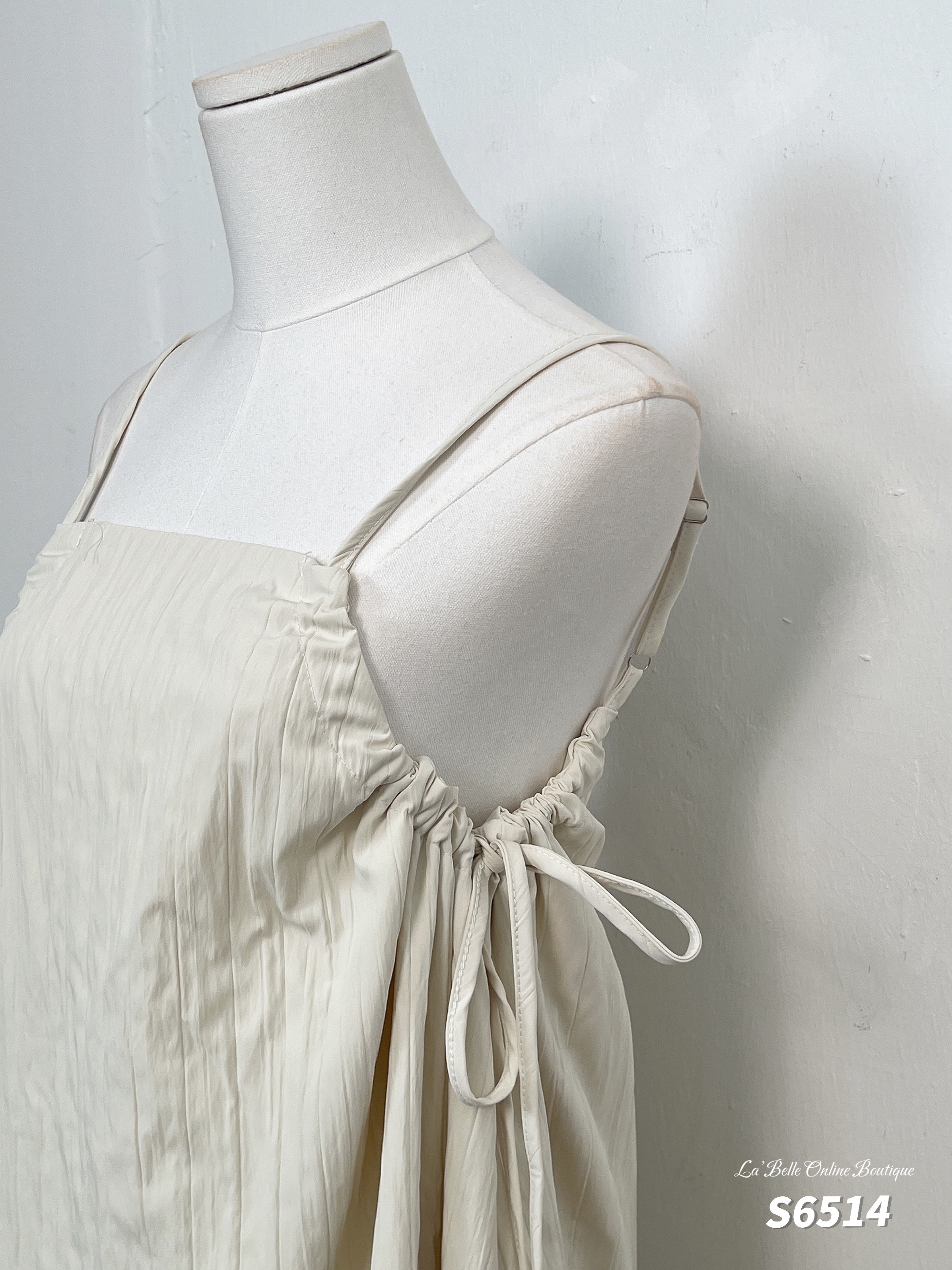 韩系宽松抽绳设计吊带连身裙 (S6514)