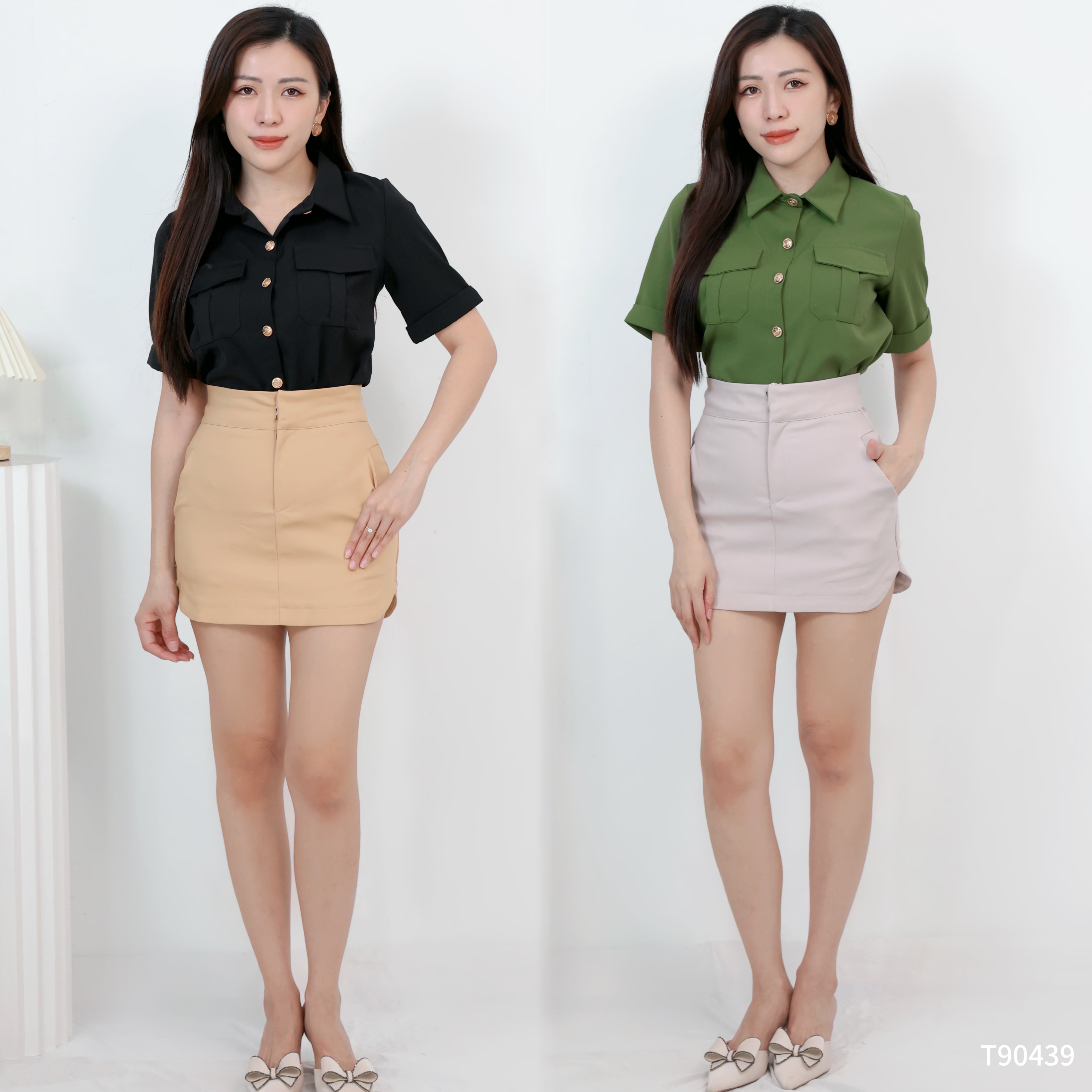 【LBP独家】时尚百搭翻领单排扣上衣（T90439）