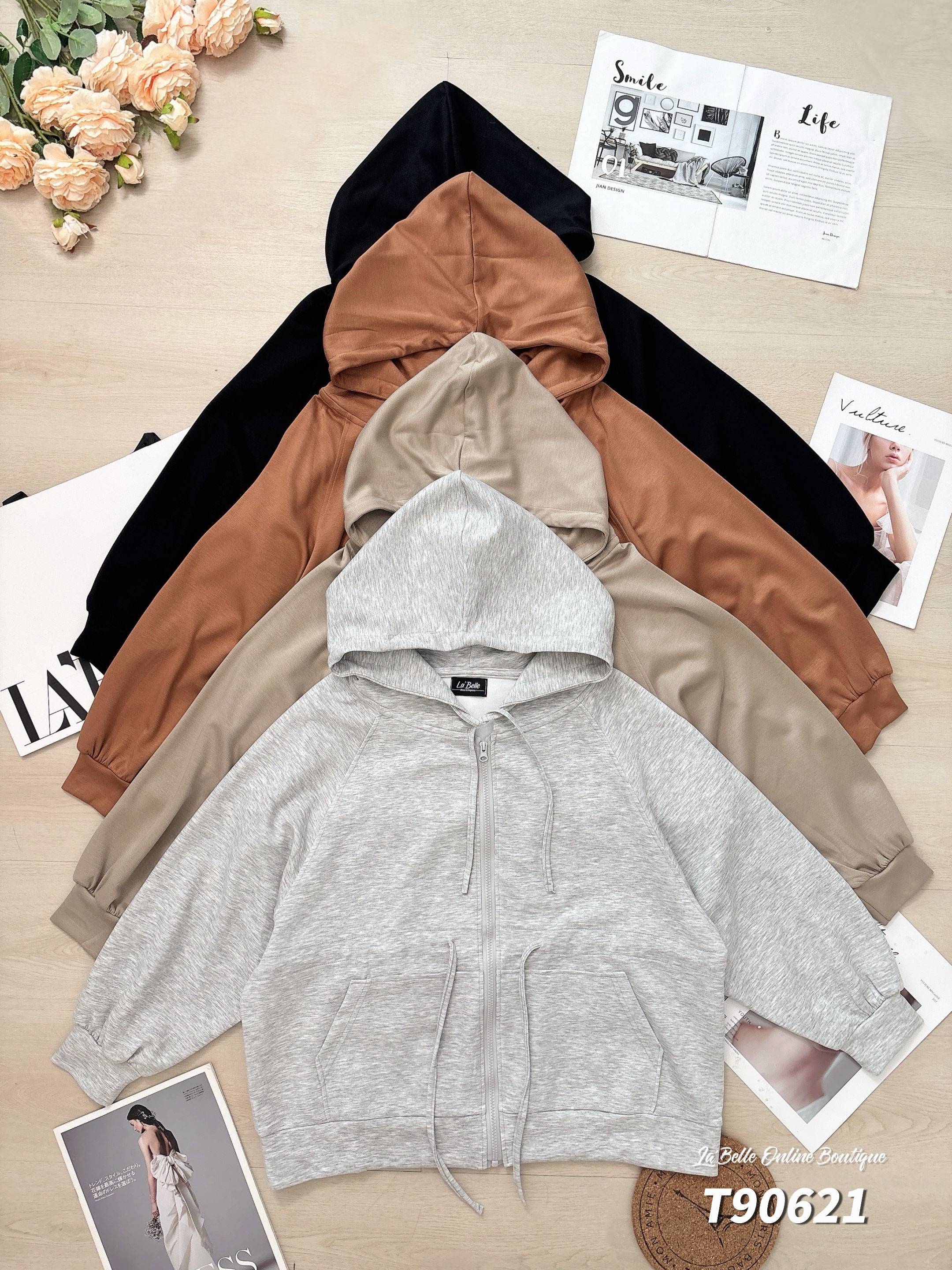 休闲宽松连帽长袖上衣/外套 (T90621)