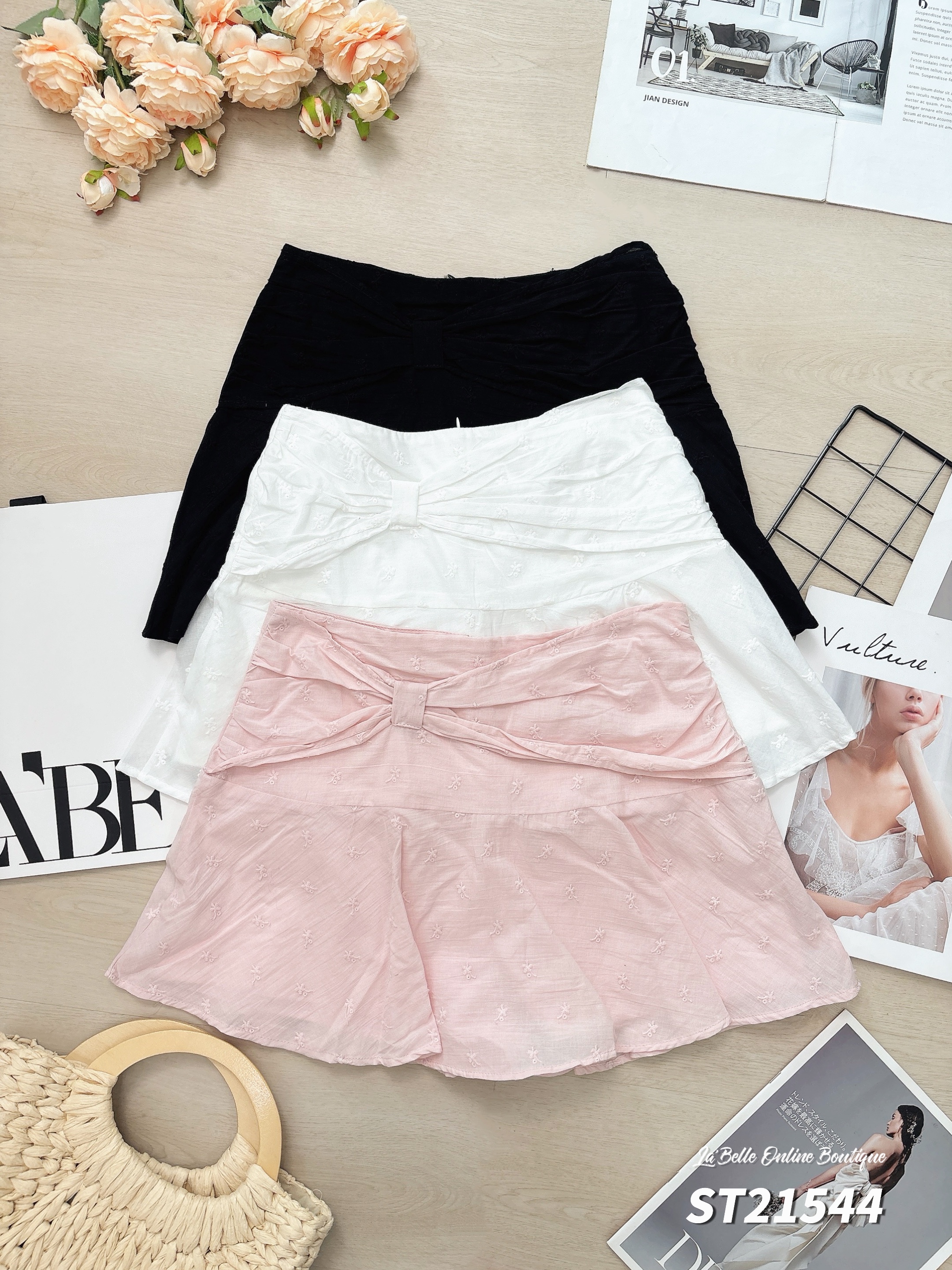 甜美蝴蝶结设计高腰裤裙 (ST21544)