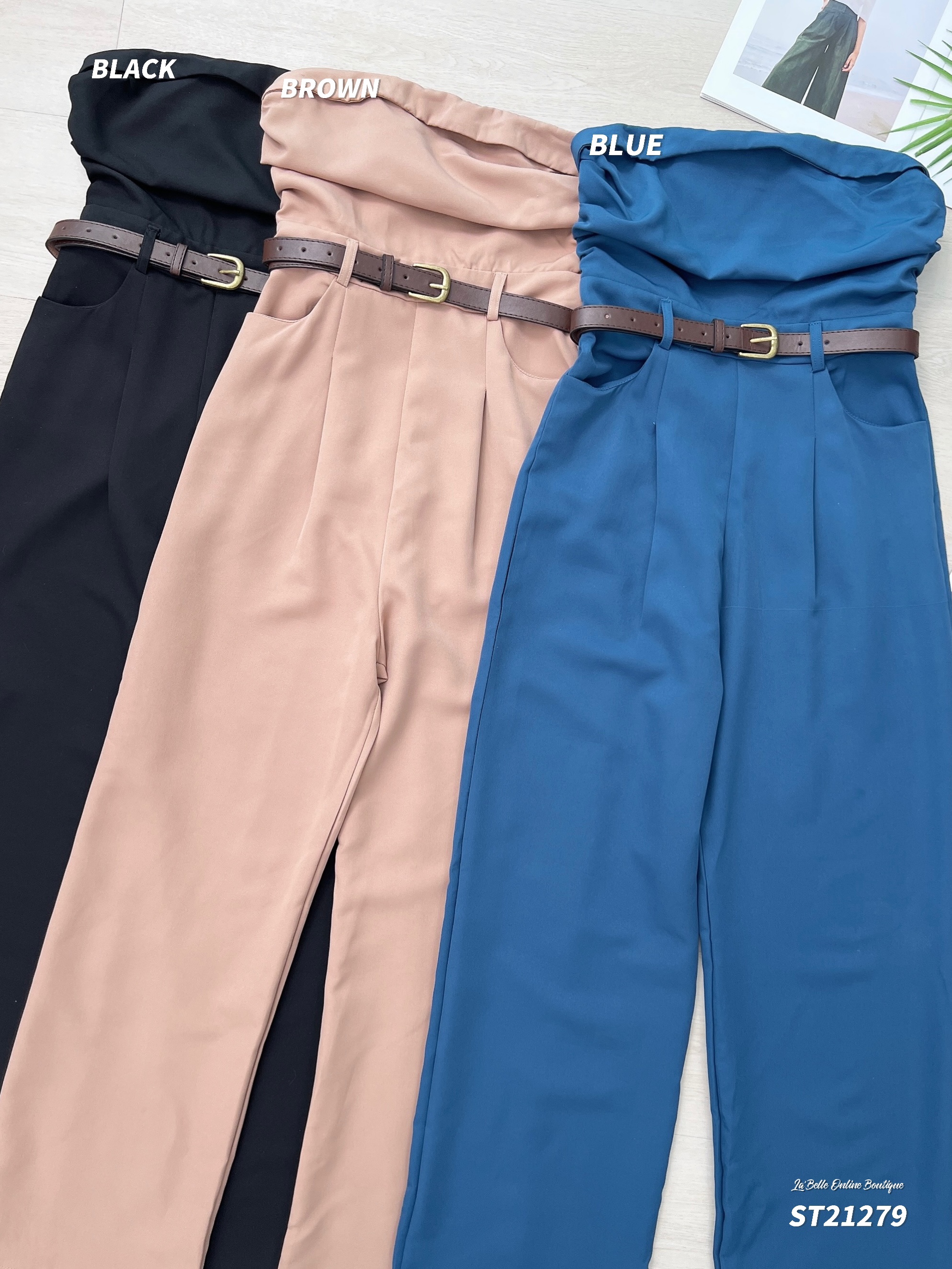 【LBP独家】设计感小众高腰抹胸连身长裤 (ST21279)