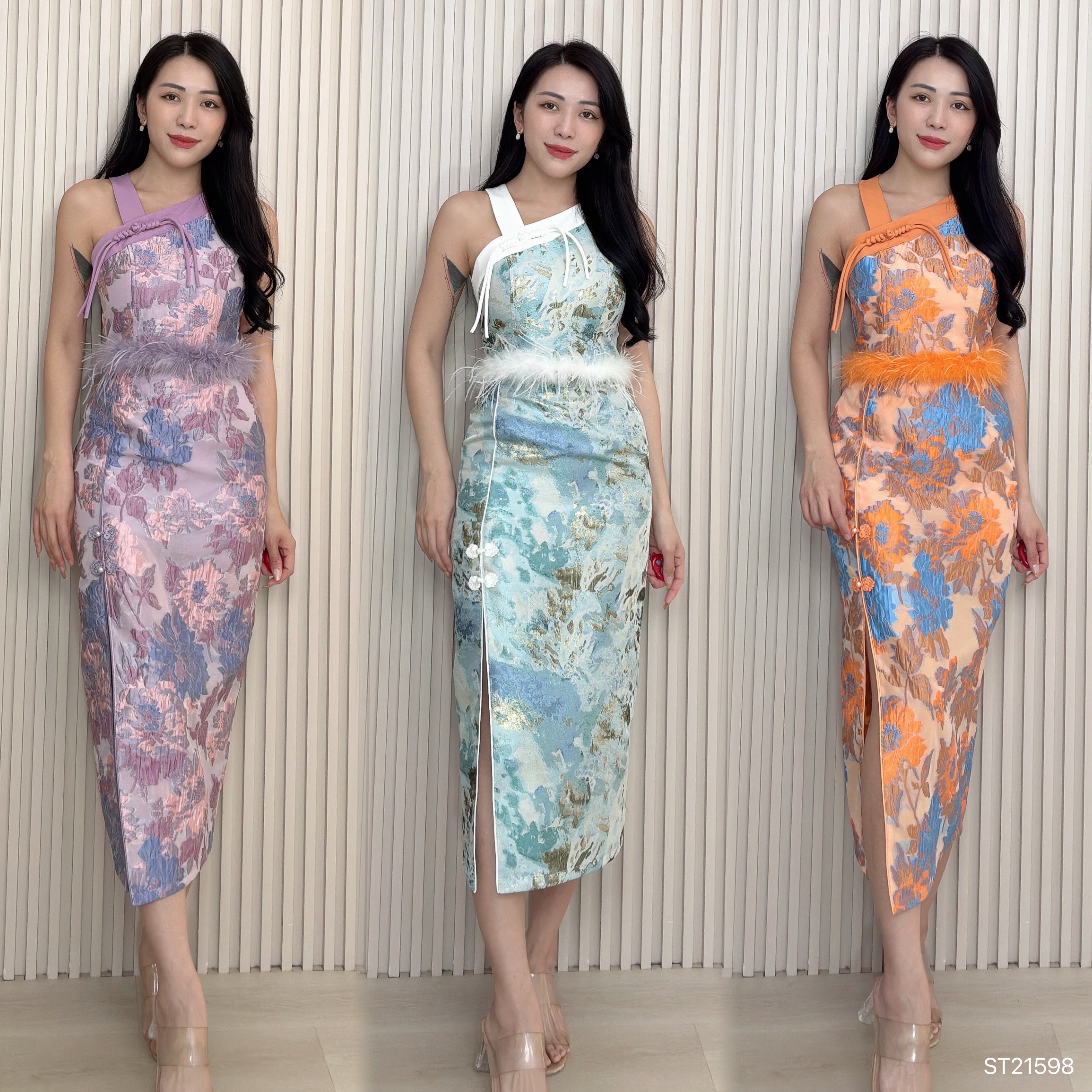 【春暖花开】【LBP 独家新年系列】高级感刺绣设计旗袍两件套 (ST21598)