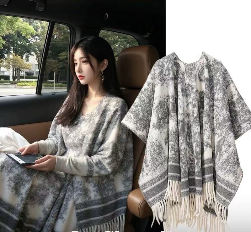 国风流苏水墨画设计大披肩 (AC10129)