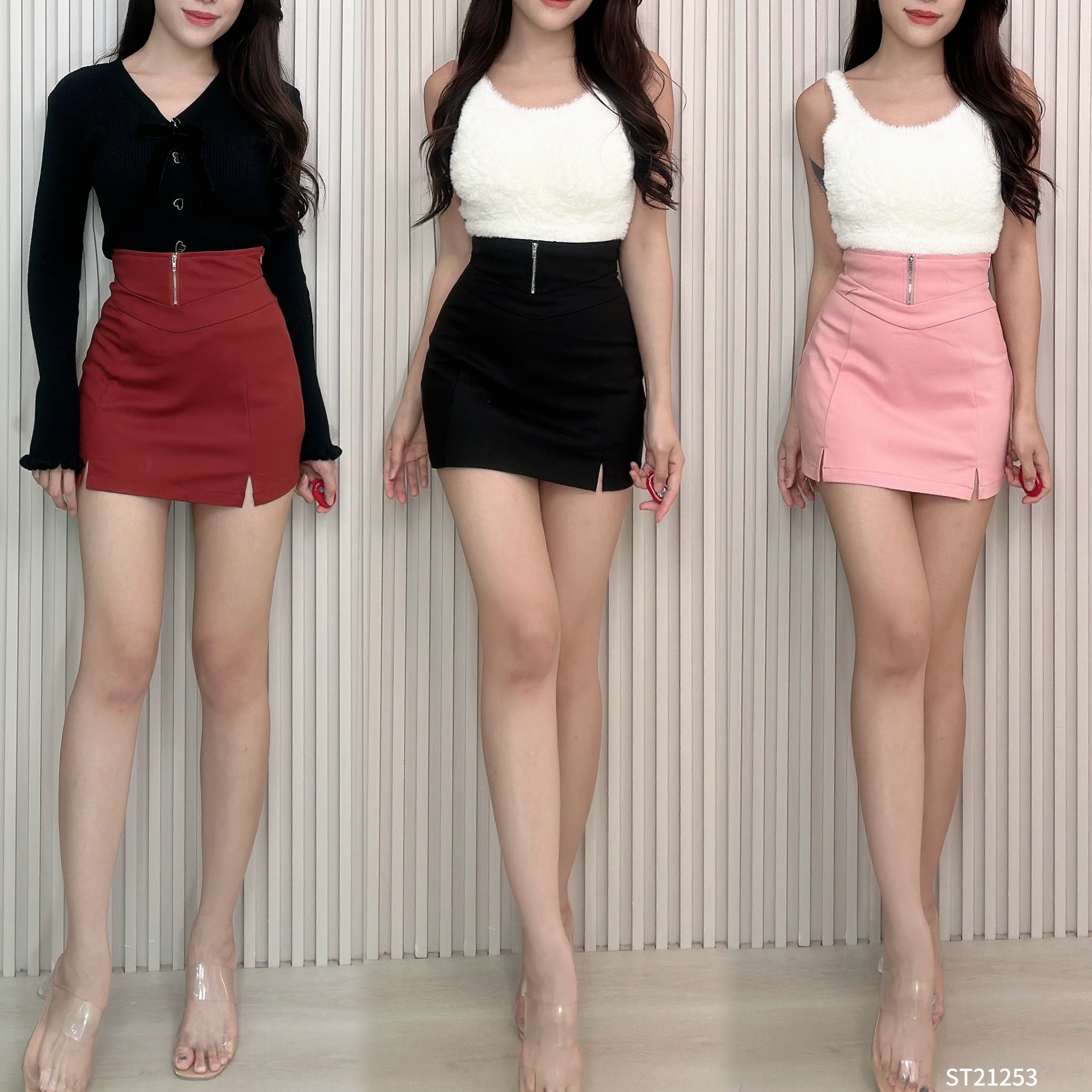 【LBP独家】休闲银拉链设计高腰裤裙 (ST21253) - 特价-La'Belle Fashion Boutique Sdn Bhd