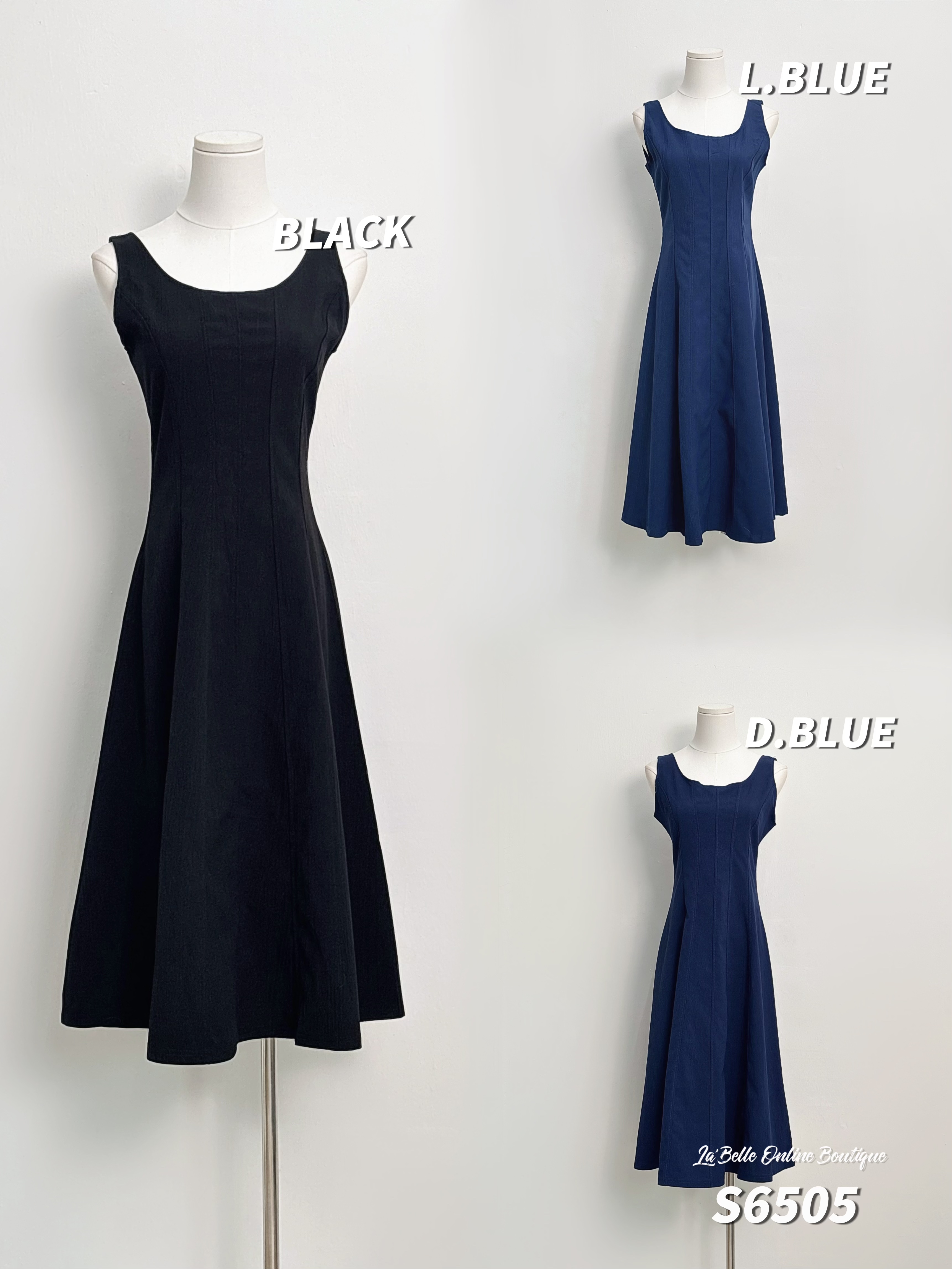 韩系A字大U领设计连身裙 (S6505)