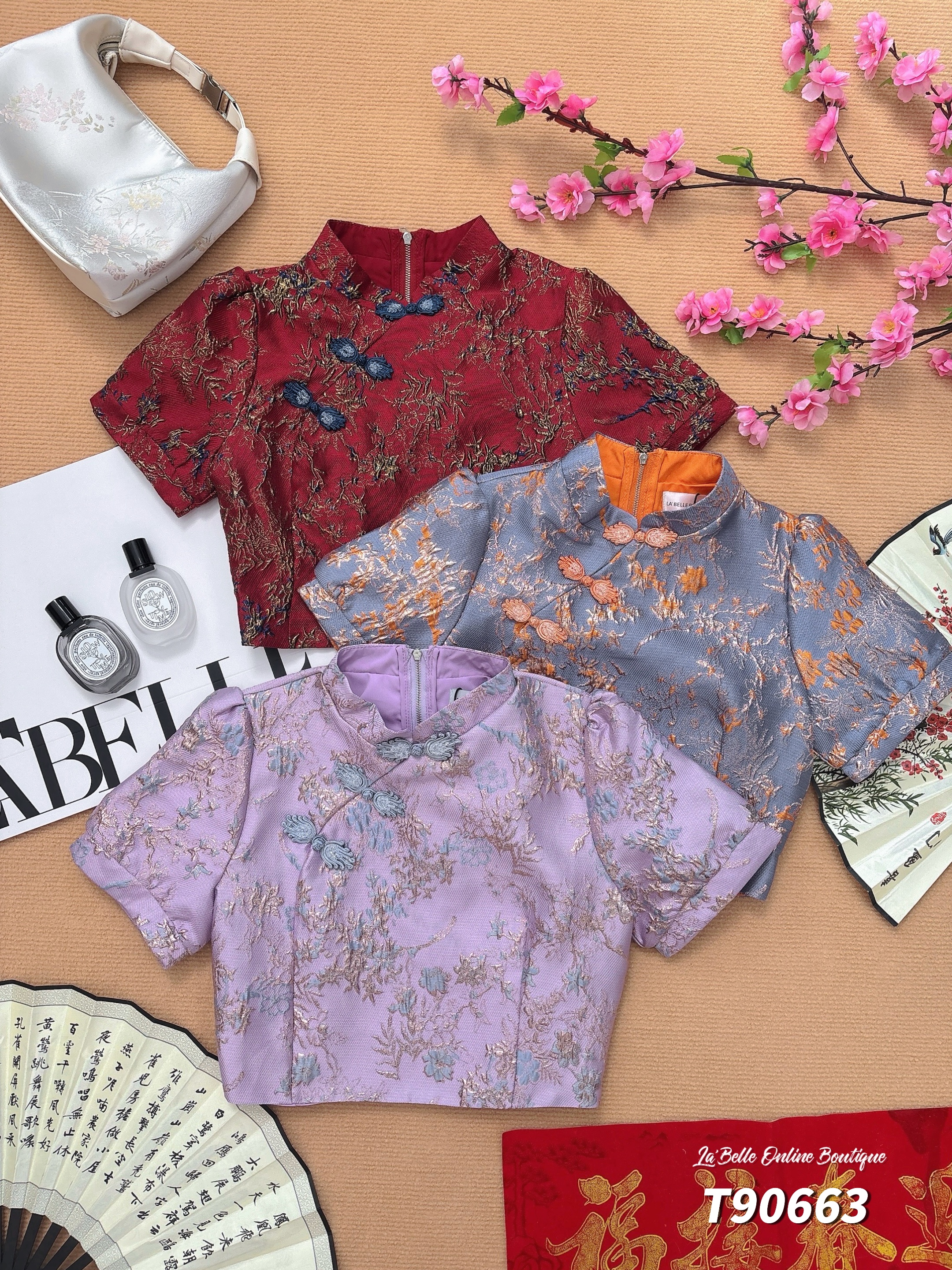 【预购PRE-ORDER】【LBP 独家新年系列】绝美立领撞色设计旗袍上衣 (T90663)