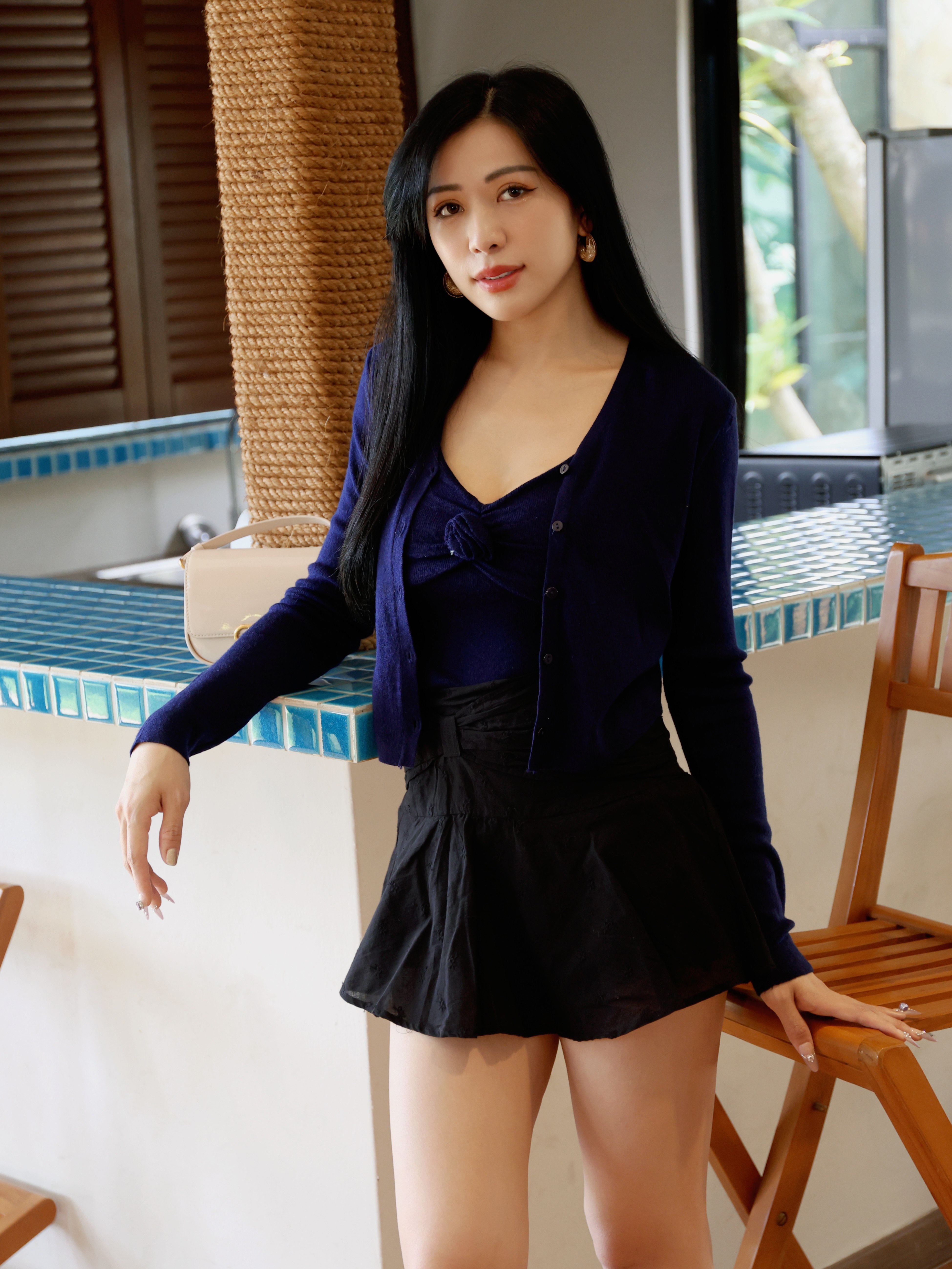 甜美蝴蝶结设计高腰裤裙 (ST21544)