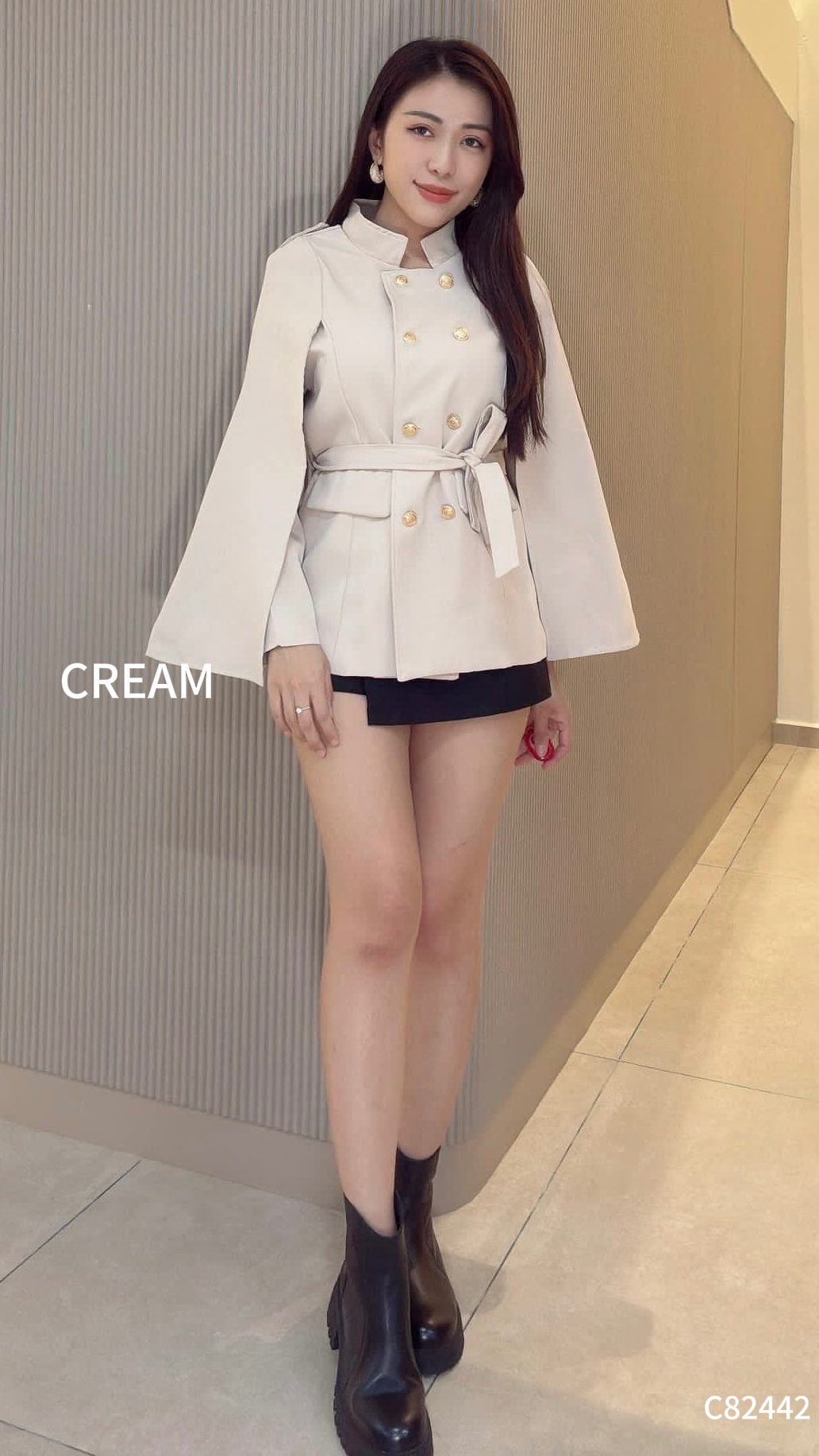 英伦风宽松披肩斗篷外套 (C82442)