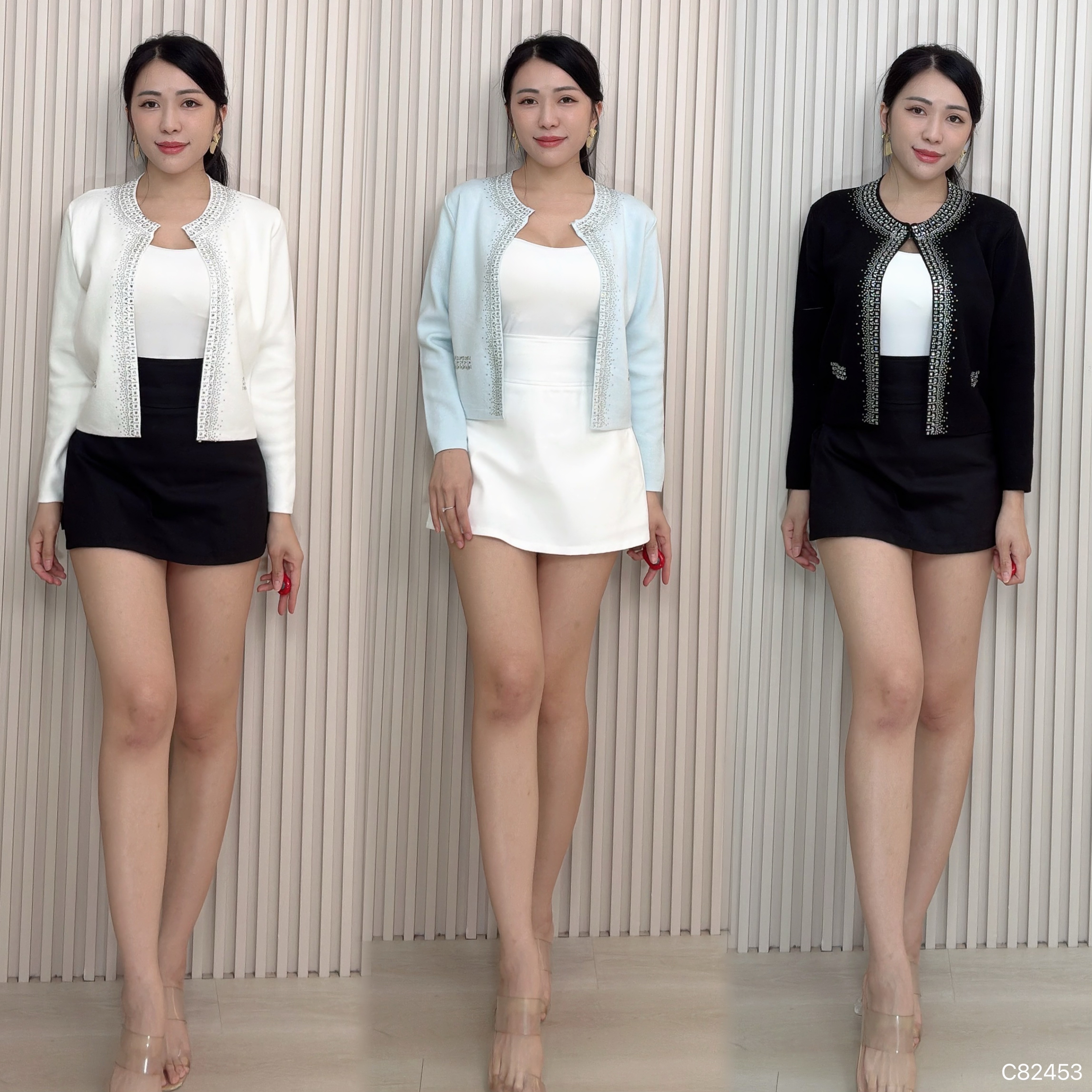 时尚烫钻设计开衫外套 (C82453)