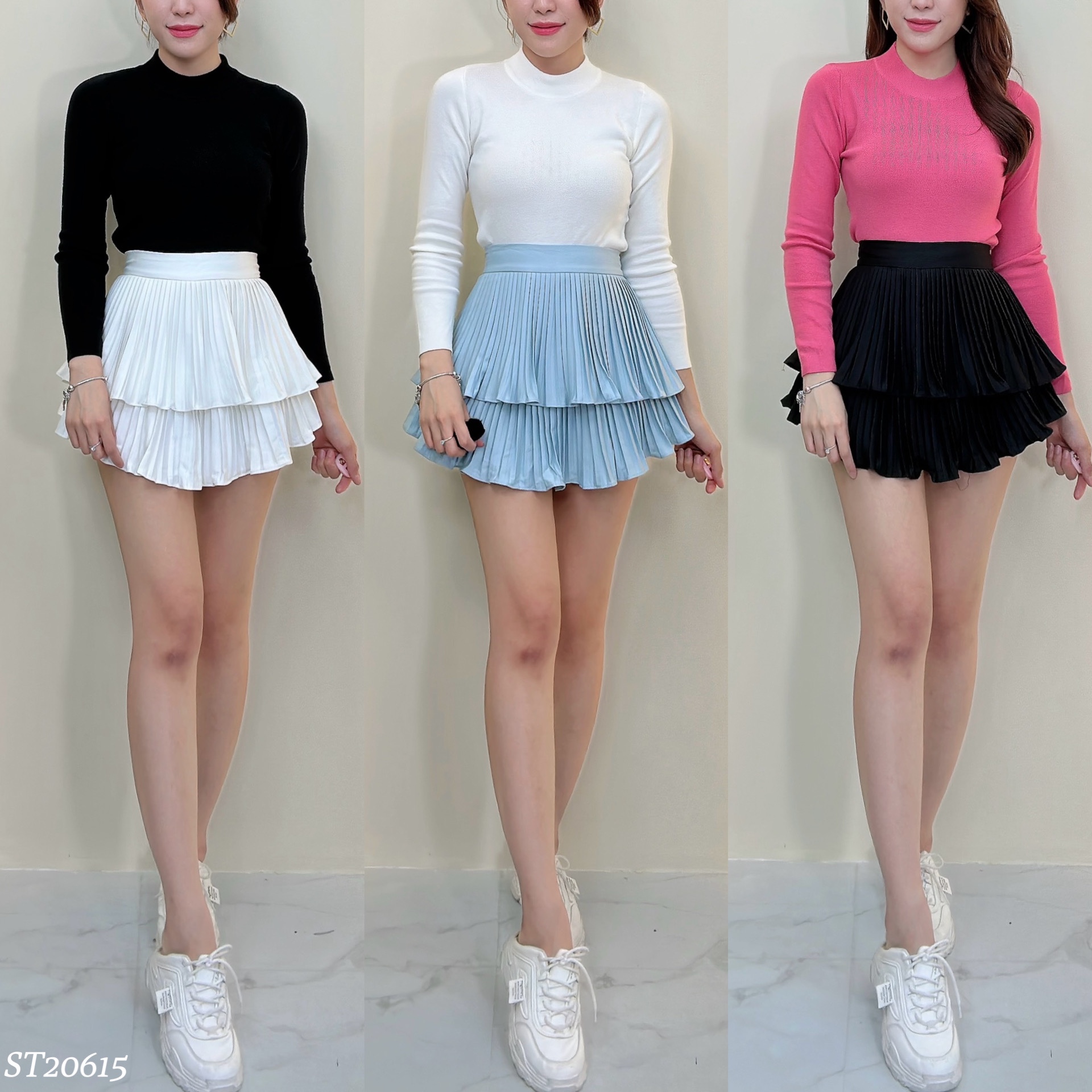 【LBP独家】甜美风双层百褶设计裤裙（ST20615）