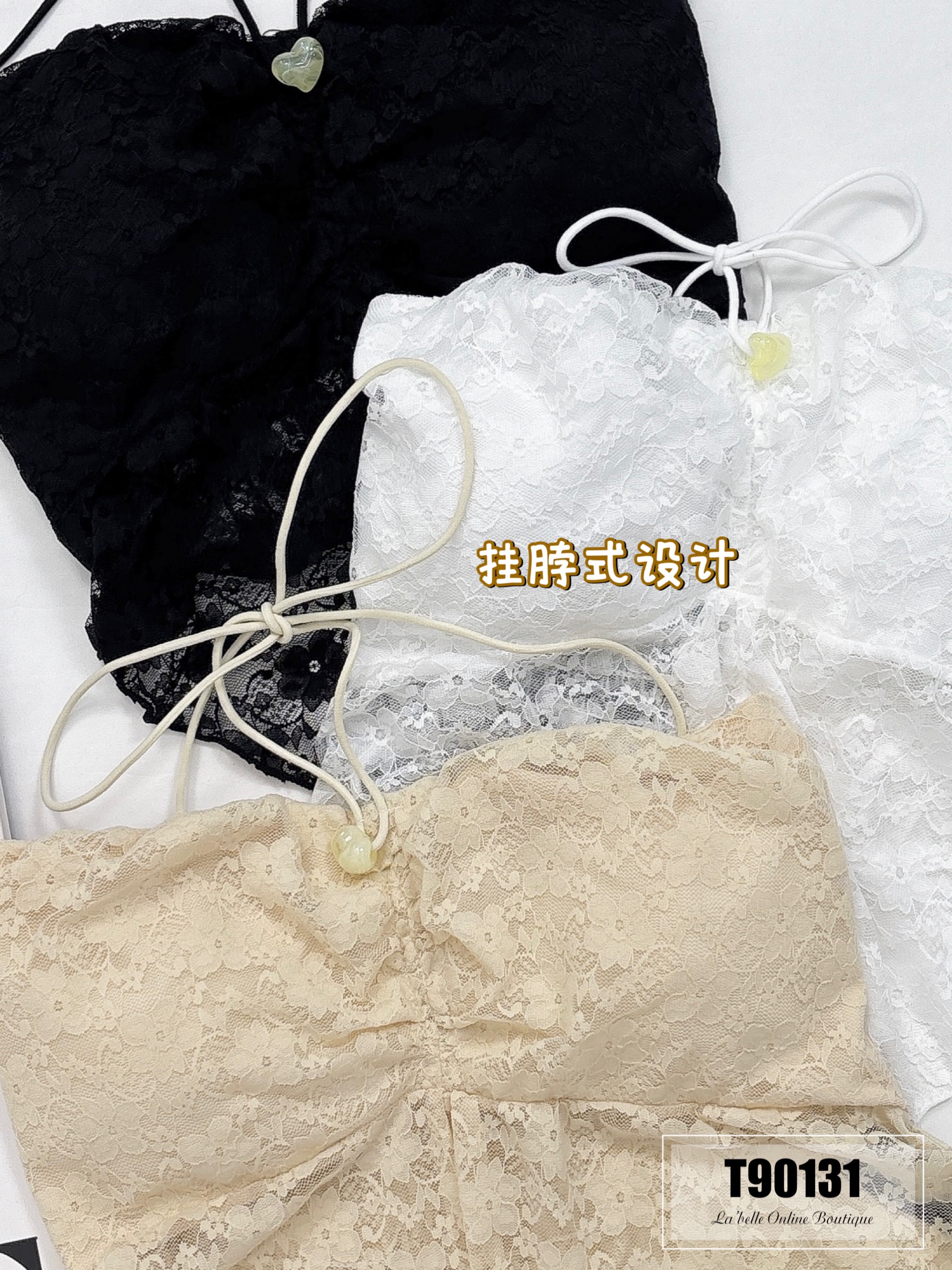 纯欲性感不规则挂脖式上衣 (T90131)-La'Belle Fashion Boutique Sdn Bhd