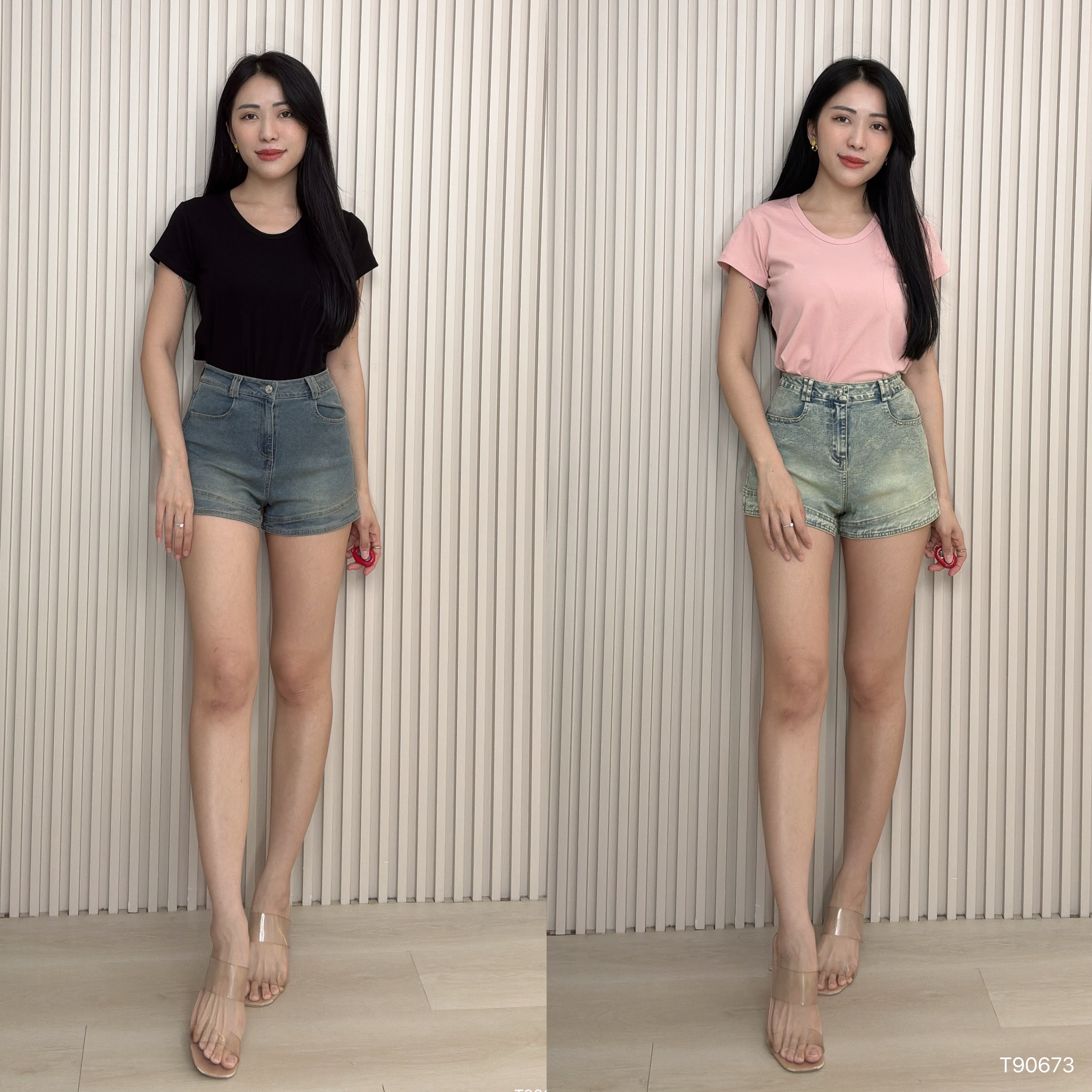 日常百搭V领设计上衣 (T90673)