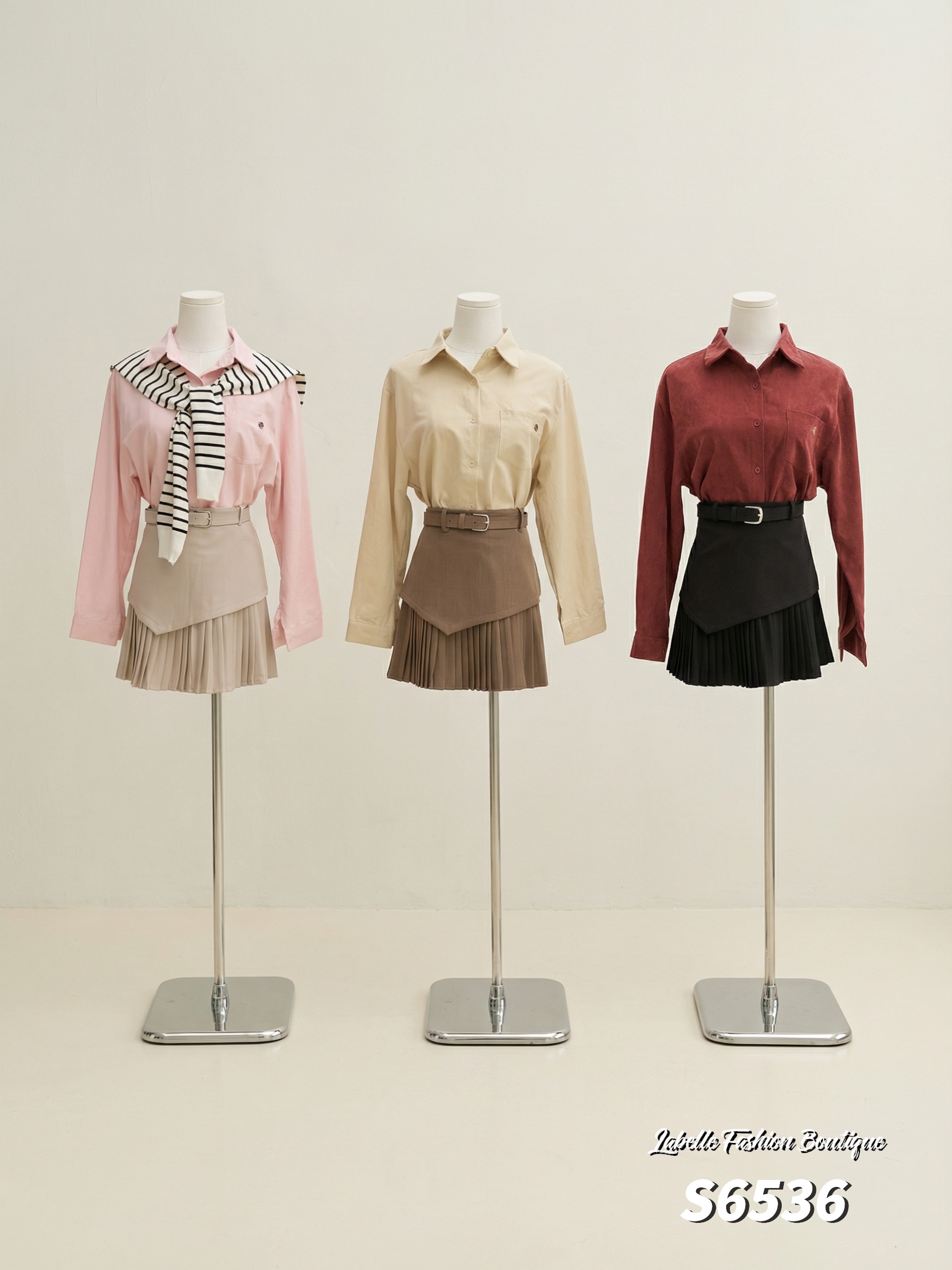 高级感不规则设计百褶高腰短裙 (S6536)