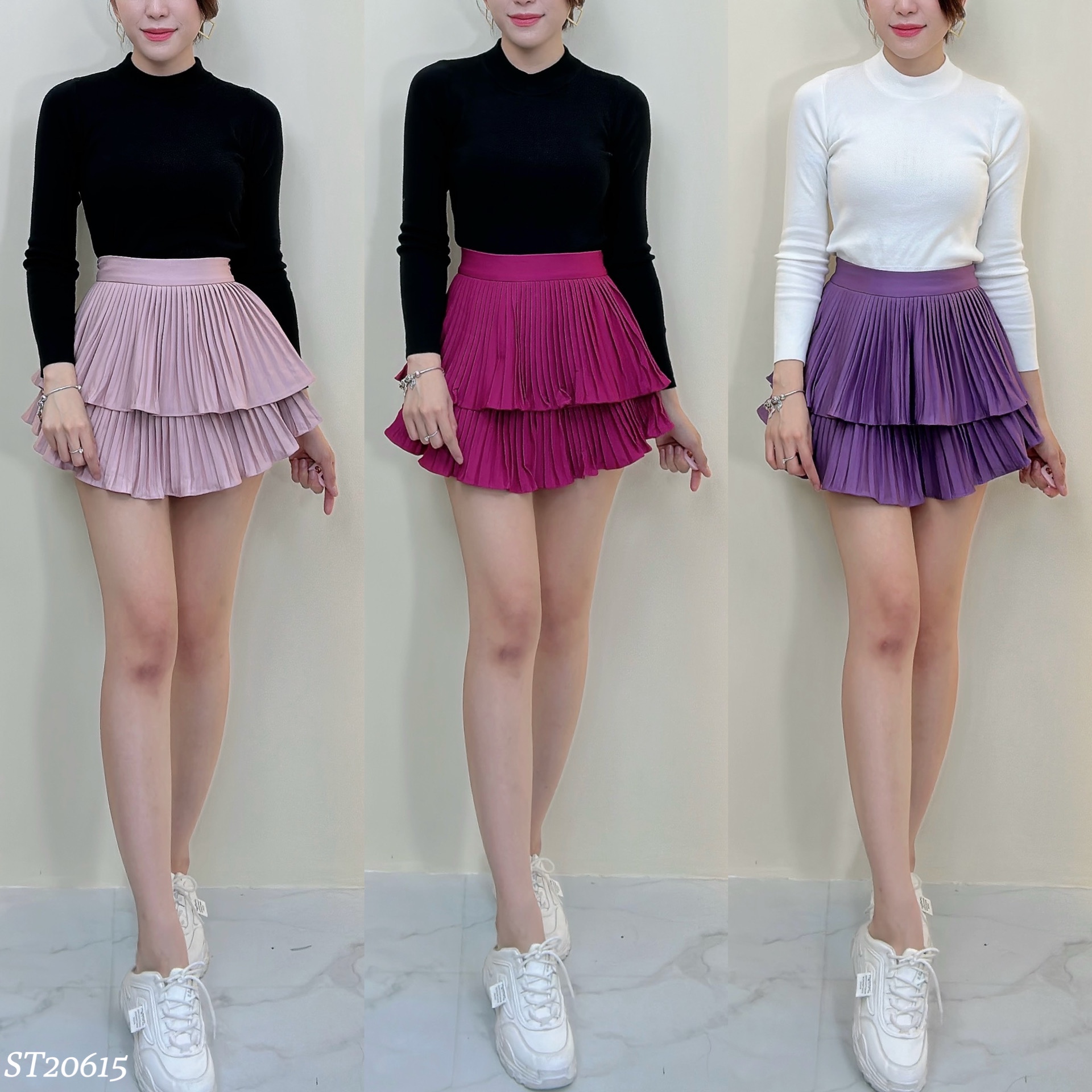 【LBP独家】甜美风双层百褶设计裤裙（ST20615）