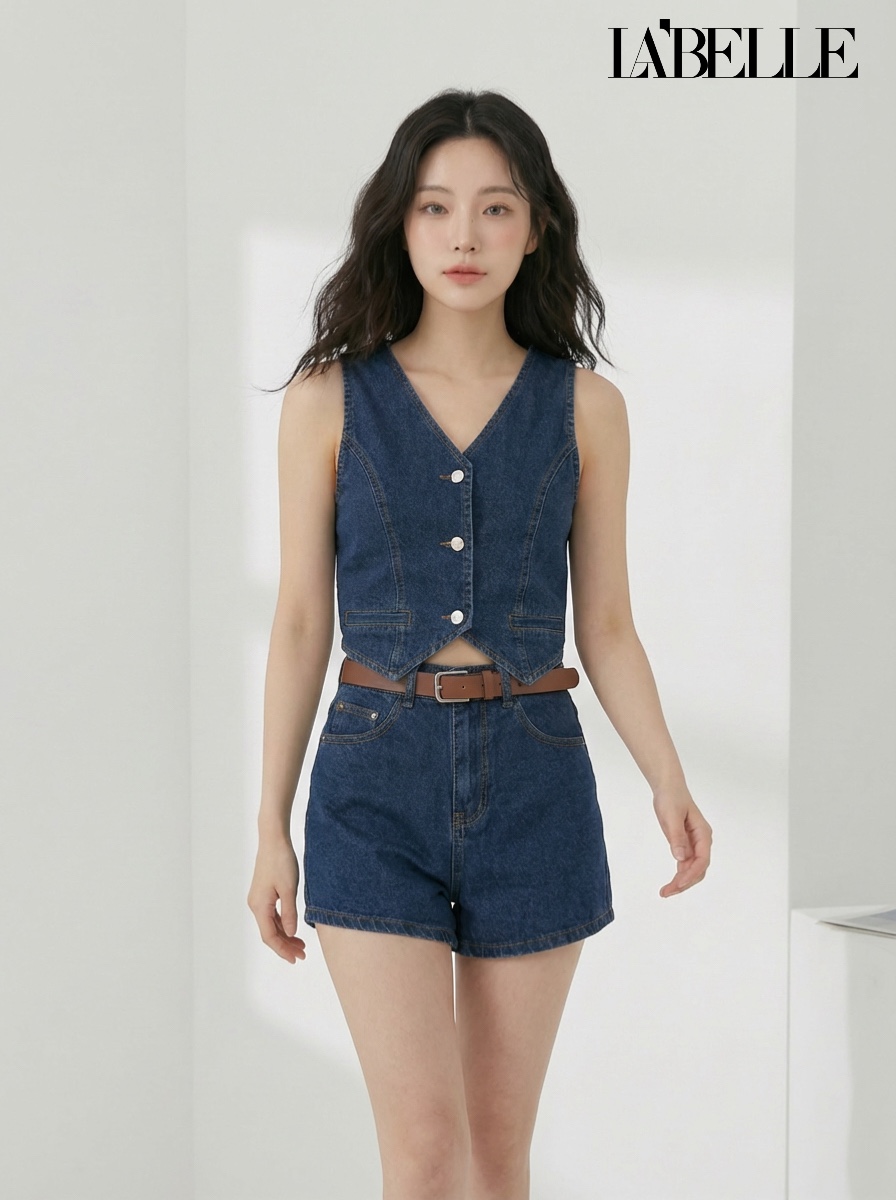 时尚复古牛仔两件套 (ST21602)