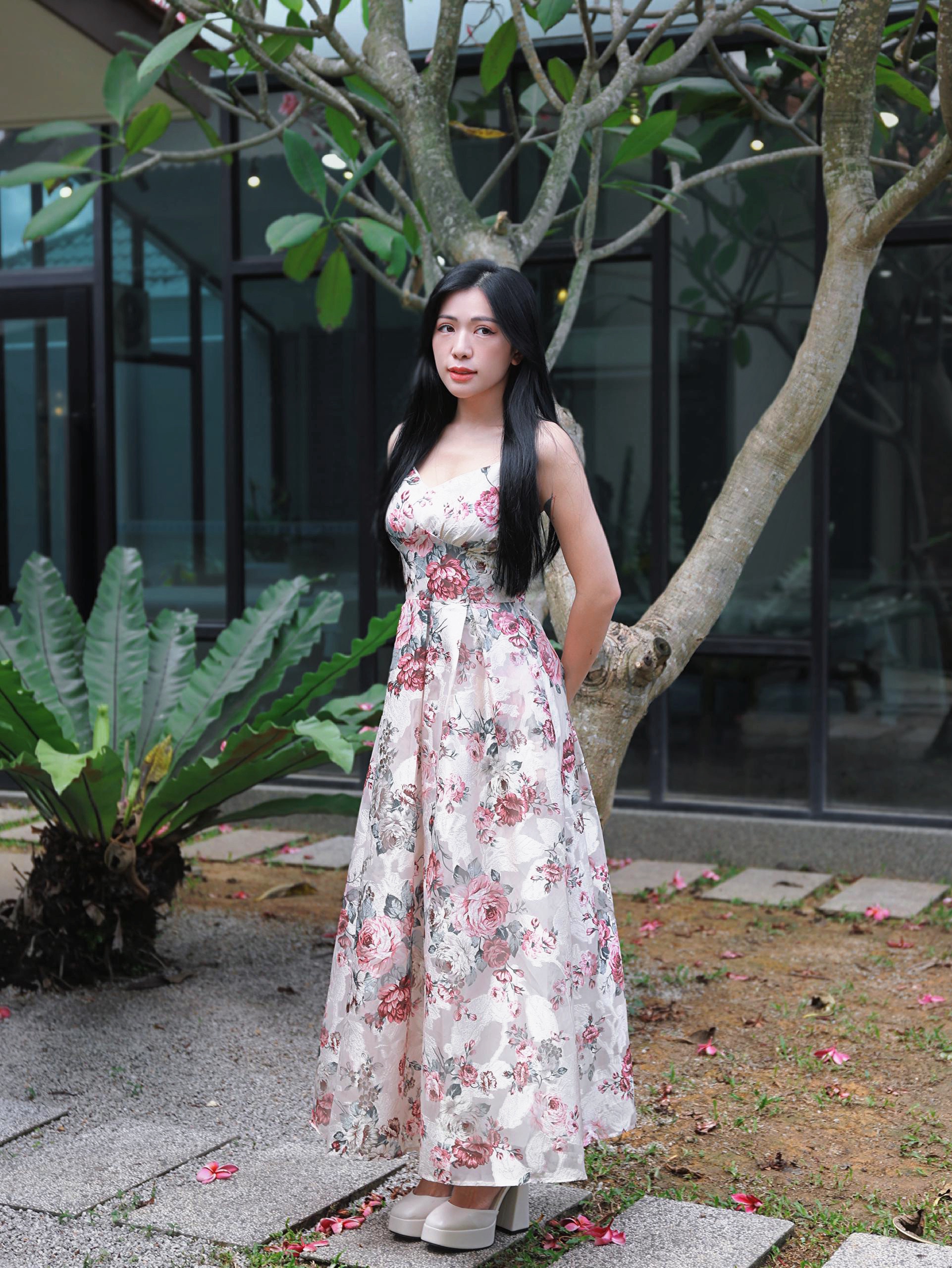 【LBP独家】绝美花仙子系印花设计伞状吊带连身裙 (ST21473)